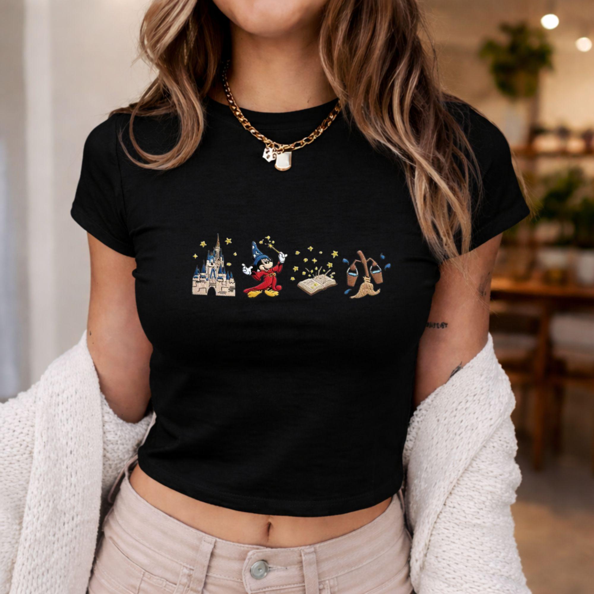 Embroidered Mickey Sorcerer Fantasia Baby Tee and Tank Top – Magic Kingdom Lace Trim Tank Top for WDW Disneyland Embroidery Fans - photo 2