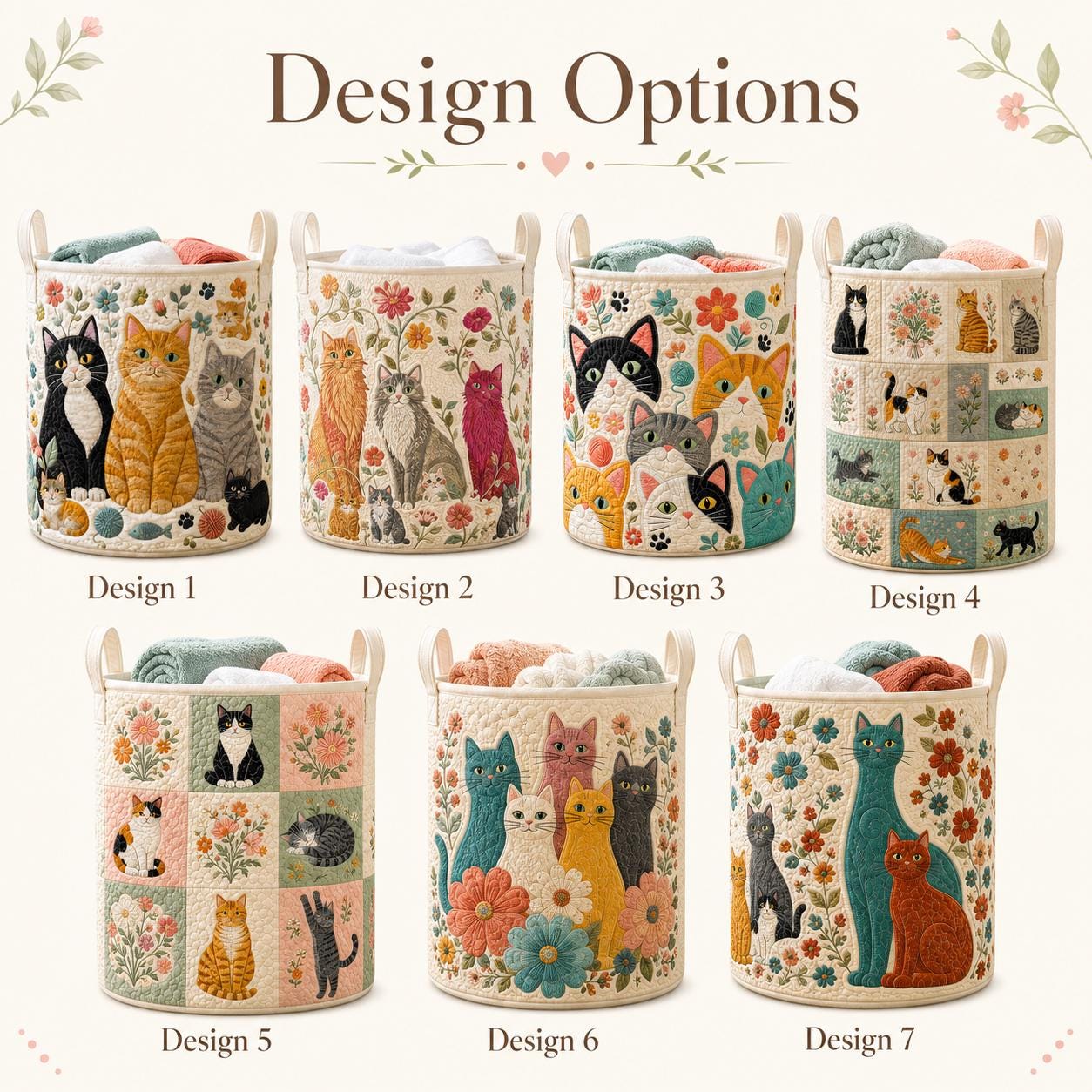 Cats Storage Basket and Fabric Cat Lover Laundry Hamper for Home Organization - photo 3