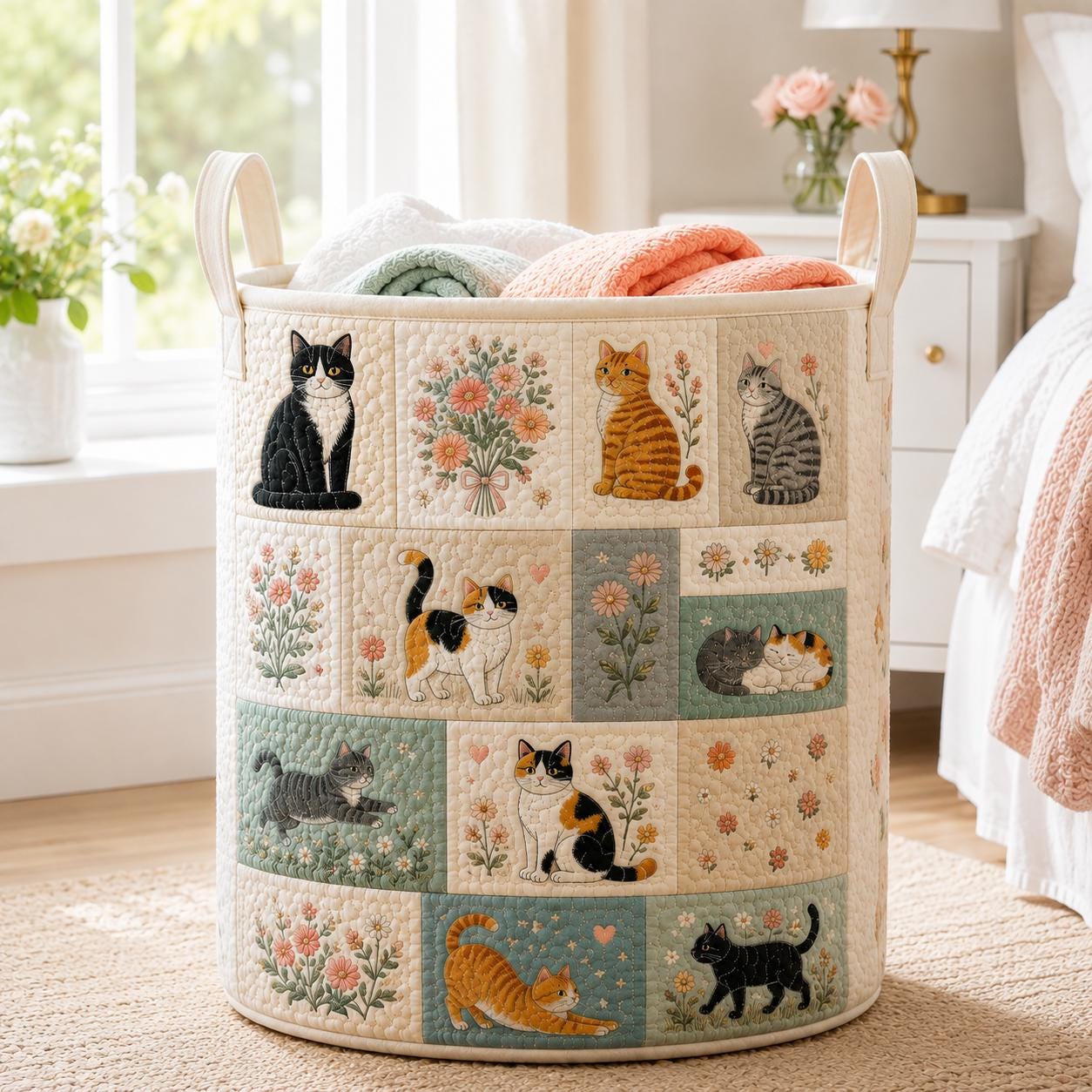 Cats Storage Basket and Fabric Cat Lover Laundry Hamper for Home Organization - photo 6