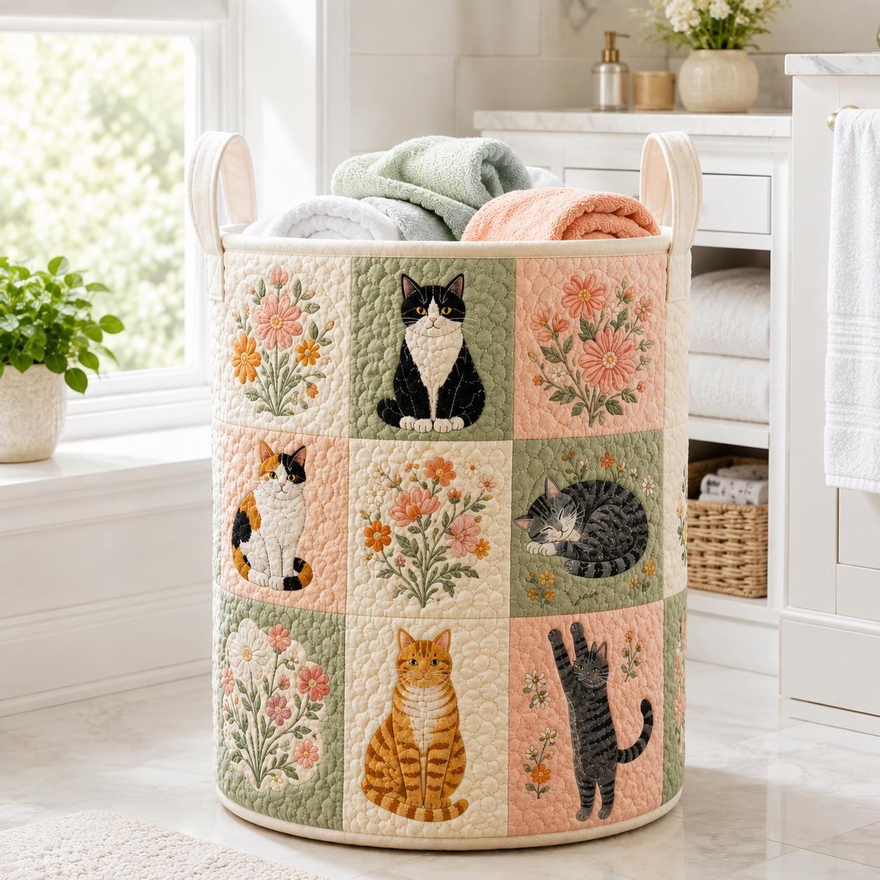 Cats Storage Basket and Fabric Cat Lover Laundry Hamper for Home Organization - photo 7
