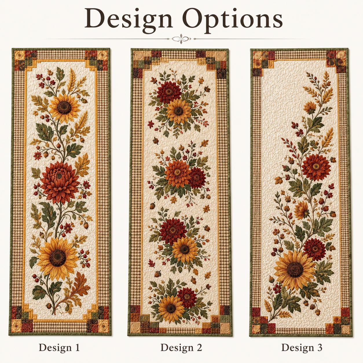Table Runner Sunflower Fall with Autumn Floral Thanksgiving Decor and Rustic Harvest Gift in Cozy Fall Table Runners Quilted Style - photo 5