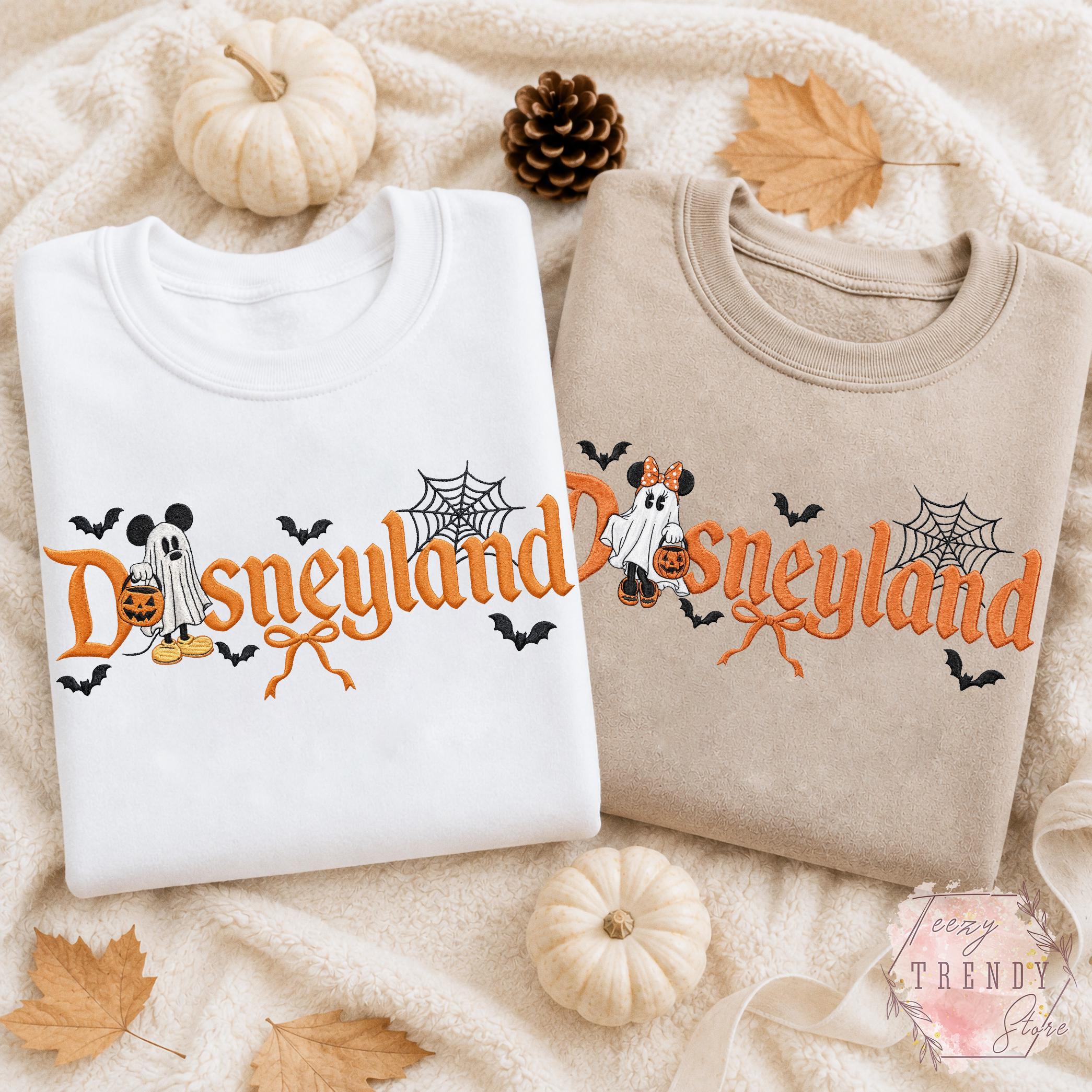 Embroidered Mickey and Minnie Disneyland Halloween Couple Shirt – Mickey Ghost Disney Halloween Matching Tee for Halloween Party Outfit - photo 3