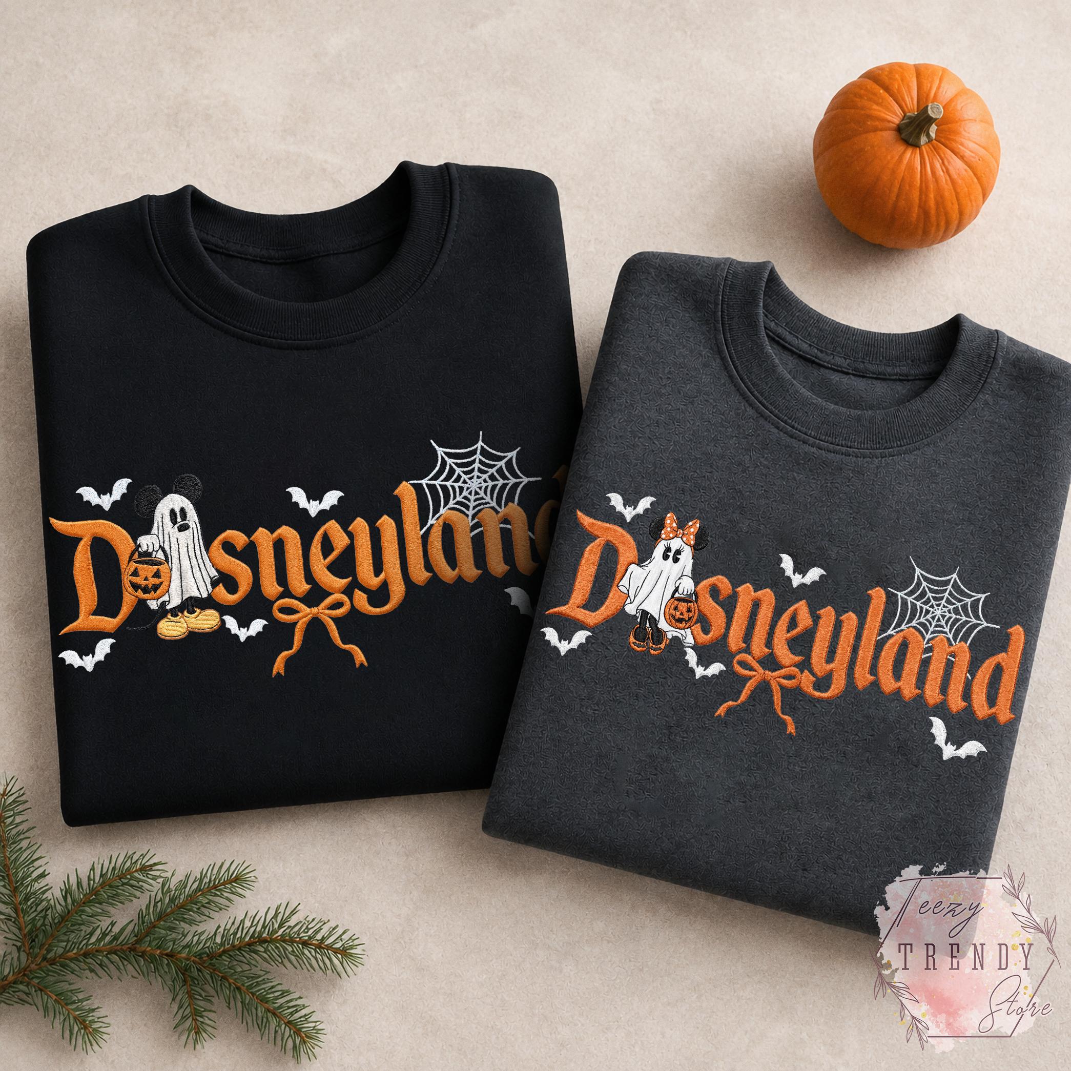 Embroidered Mickey and Minnie Disneyland Halloween Couple Shirt – Mickey Ghost Disney Halloween Matching Tee for Halloween Party Outfit - photo 4
