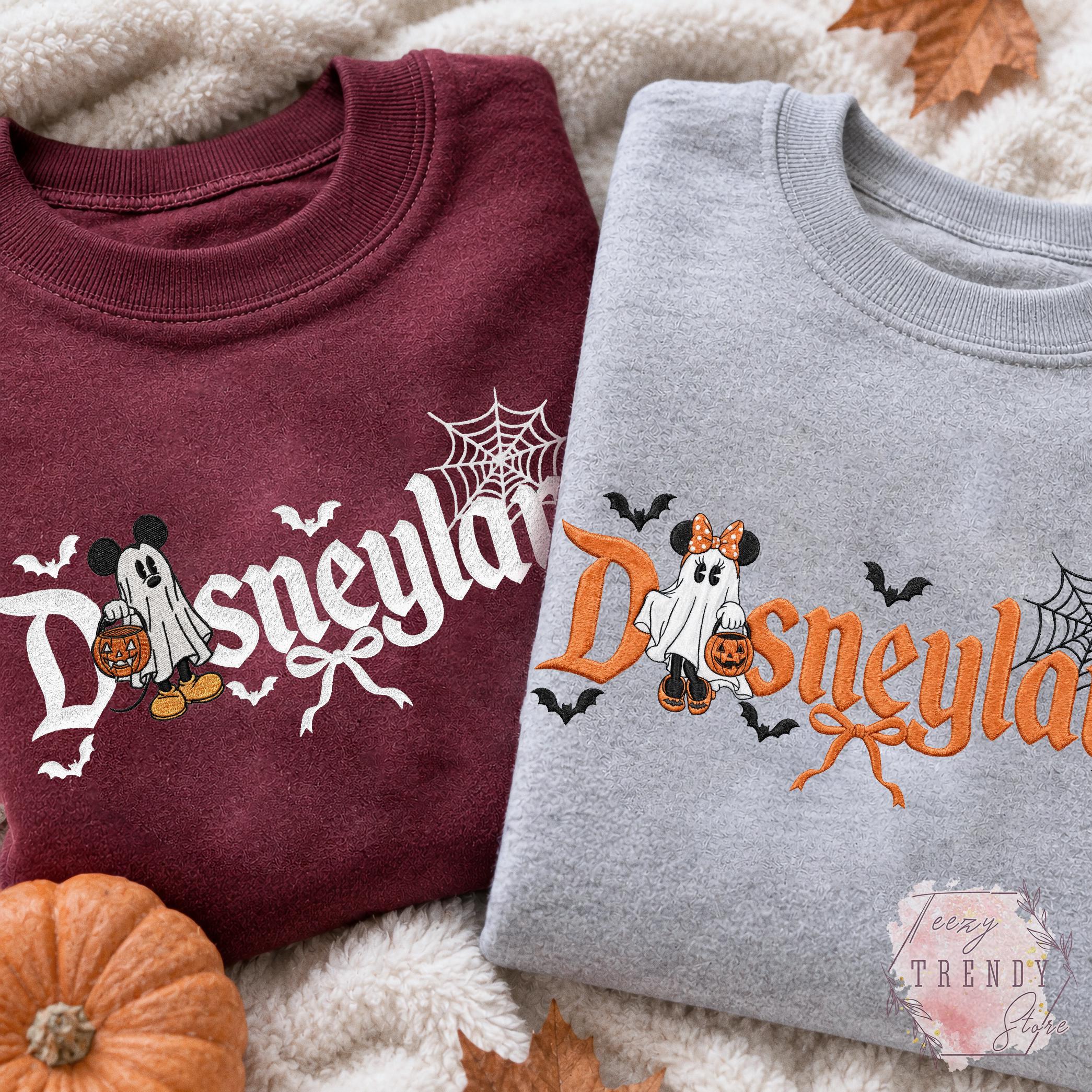 Embroidered Mickey and Minnie Disneyland Halloween Couple Shirt – Mickey Ghost Disney Halloween Matching Tee for Halloween Party Outfit - photo 7