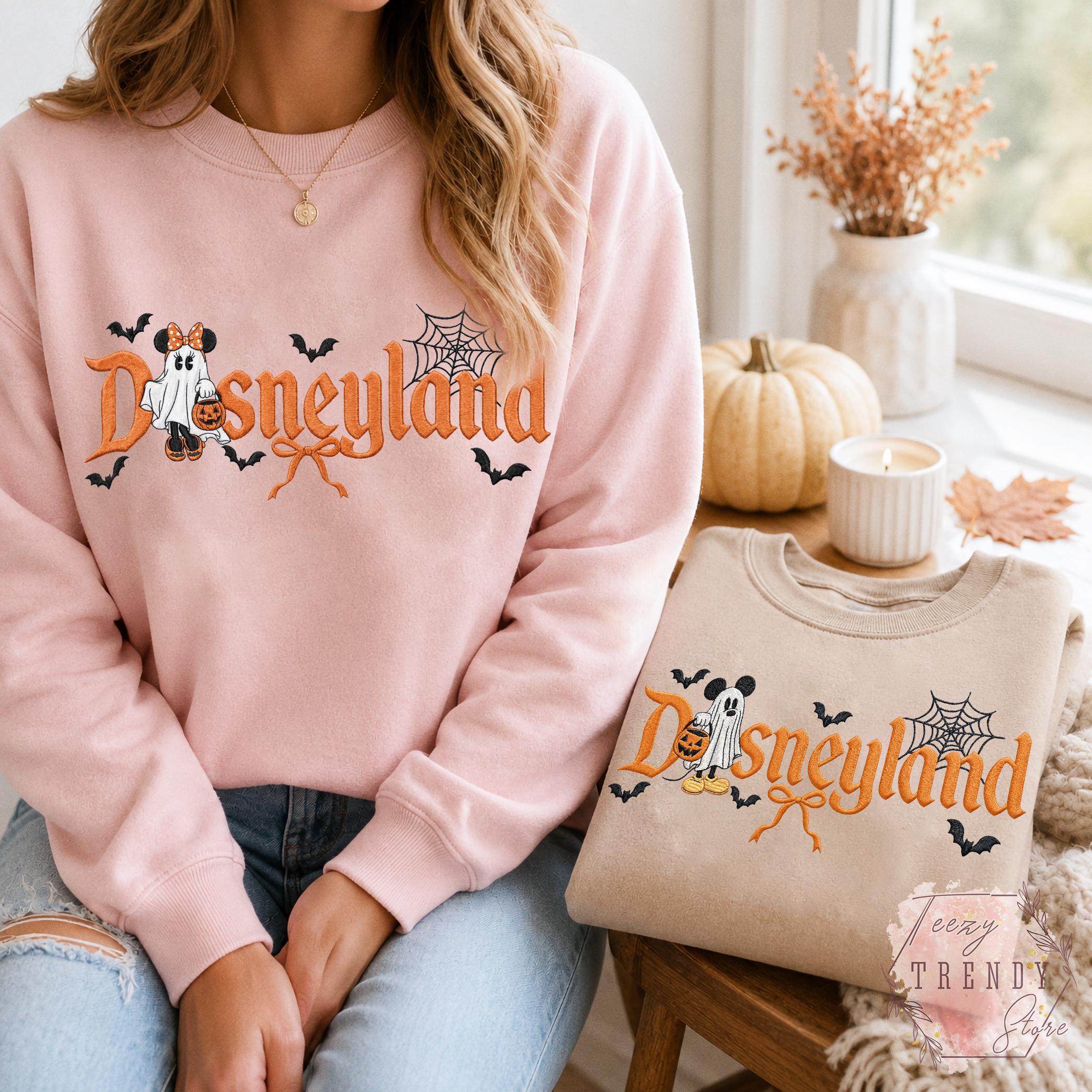 Embroidered Mickey and Minnie Disneyland Halloween Couple Shirt – Mickey Ghost Disney Halloween Matching Tee for Halloween Party Outfit - photo 9