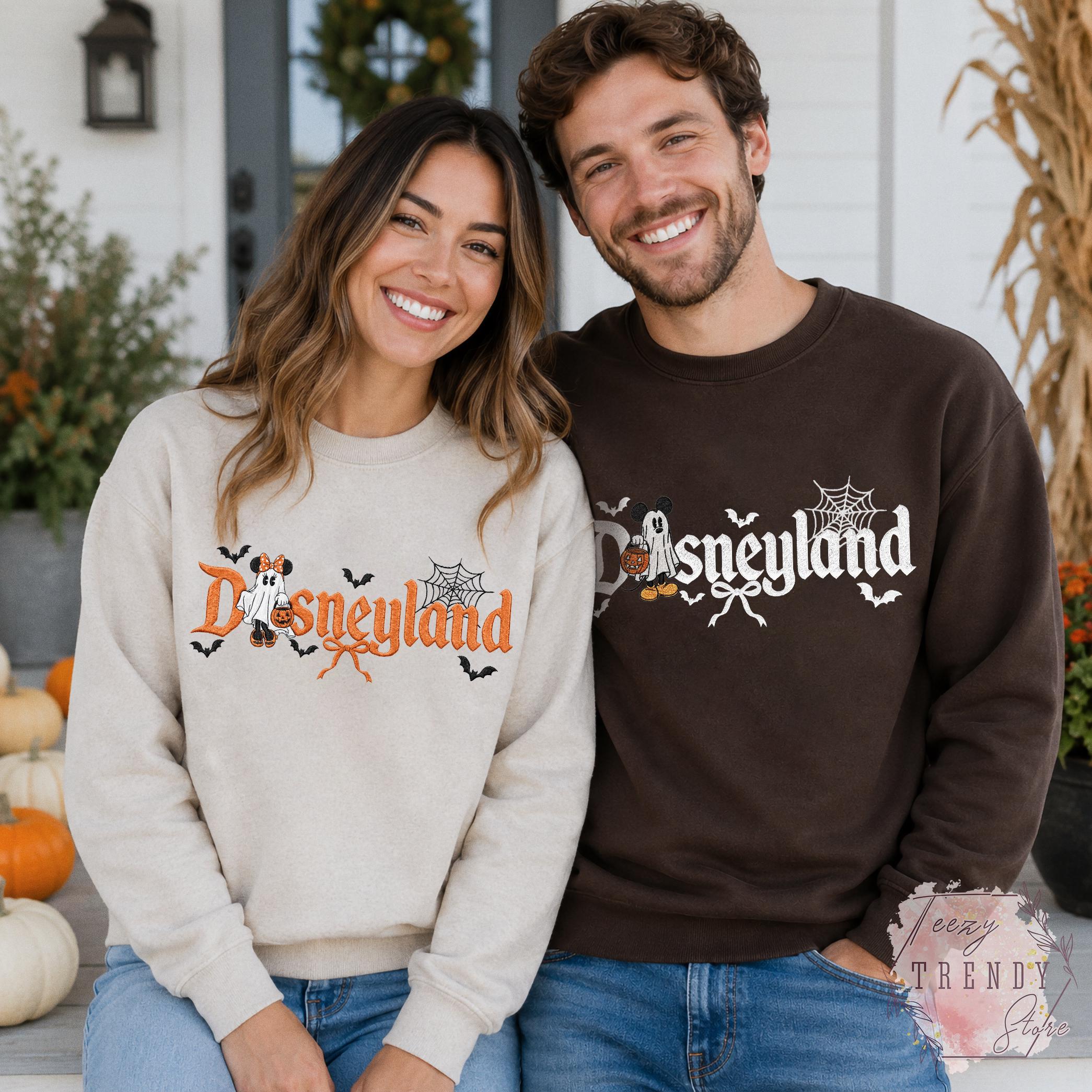 Embroidered Mickey and Minnie Disneyland Halloween Couple Shirt – Mickey Ghost Disney Halloween Matching Tee for Halloween Party Outfit - photo 10