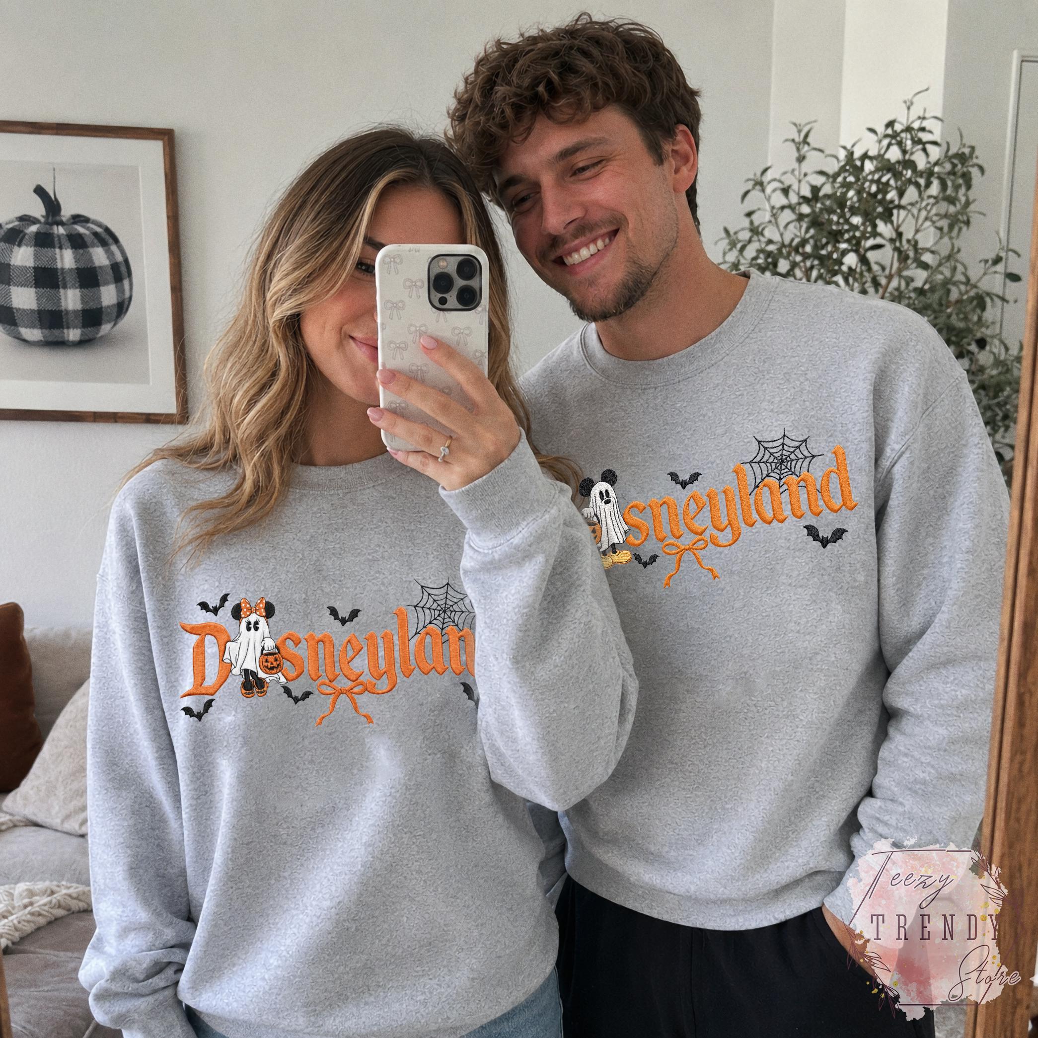 Embroidered Mickey and Minnie Disneyland Halloween Couple Shirt – Mickey Ghost Disney Halloween Matching Tee for Halloween Party Outfit - photo 12