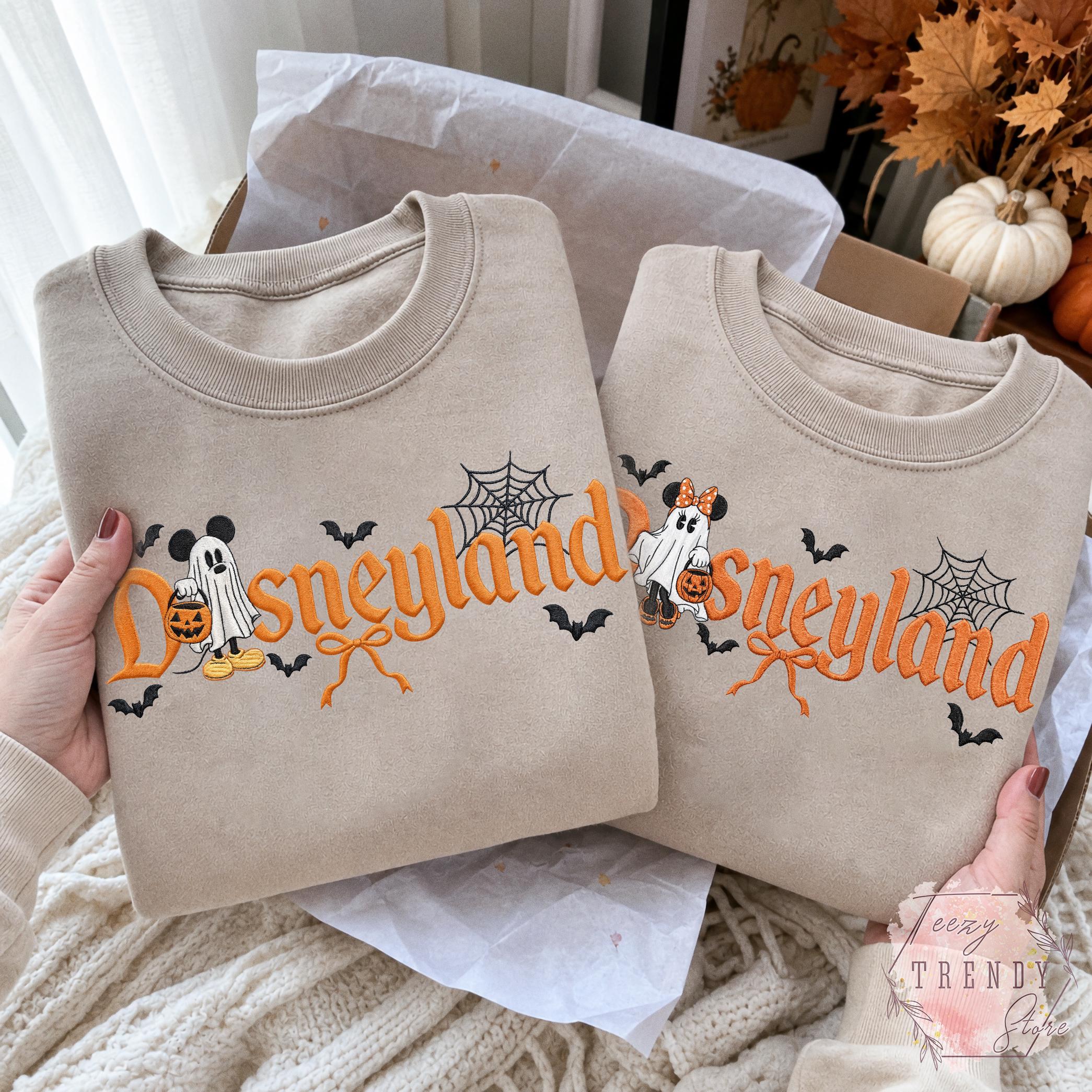 Embroidered Mickey and Minnie Disneyland Halloween Couple Shirt – Mickey Ghost Disney Halloween Matching Tee for Halloween Party Outfit - photo 14