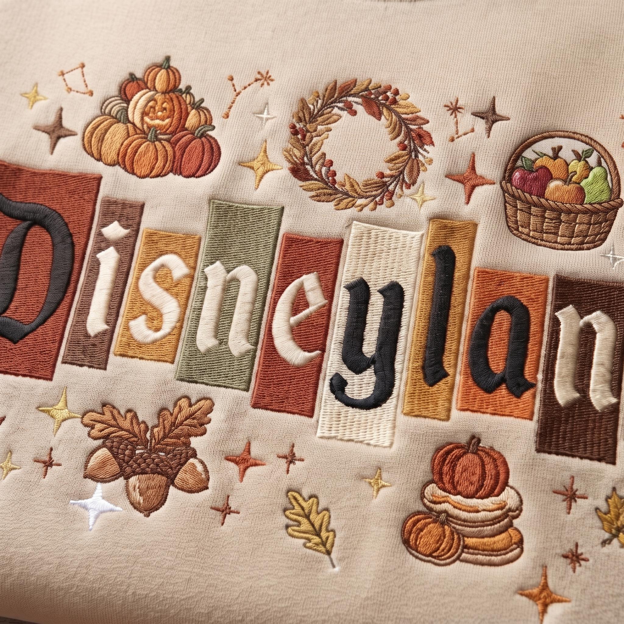 Embroidered Disneyland Fall Sweatshirt With Autumn Pumpkin Leaf Design – Disney Spooky Shirt for Disneyland Vacation Outfit and Fall Trip - photo 2