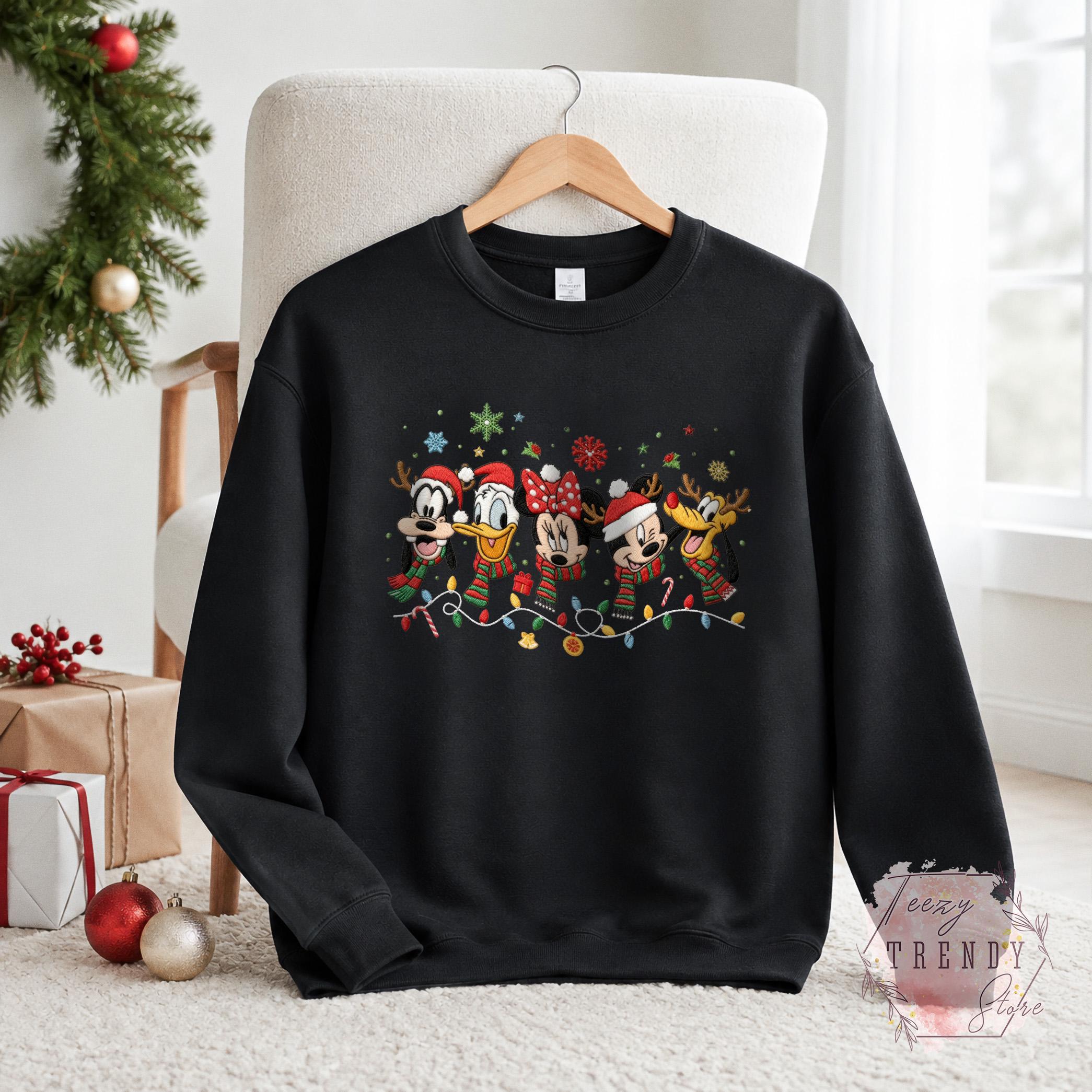 Embroidered Mickey and Friends Christmas Sweatshirt – Disney Holiday Crewneck and Cozy Winter Sweater for Matching Family Xmas Trip - photo 4