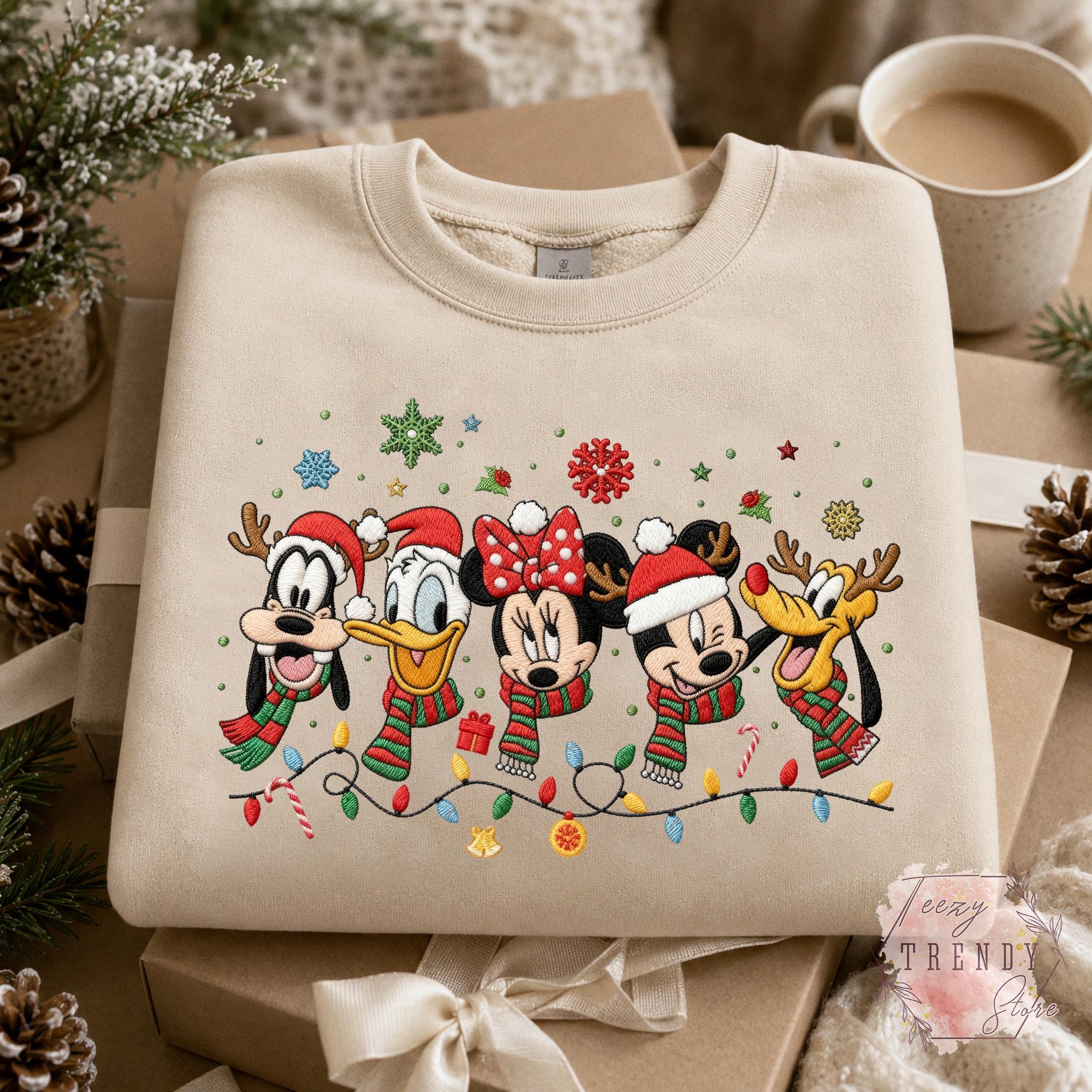 Embroidered Mickey and Friends Christmas Sweatshirt – Disney Holiday Crewneck and Cozy Winter Sweater for Matching Family Xmas Trip - photo 5