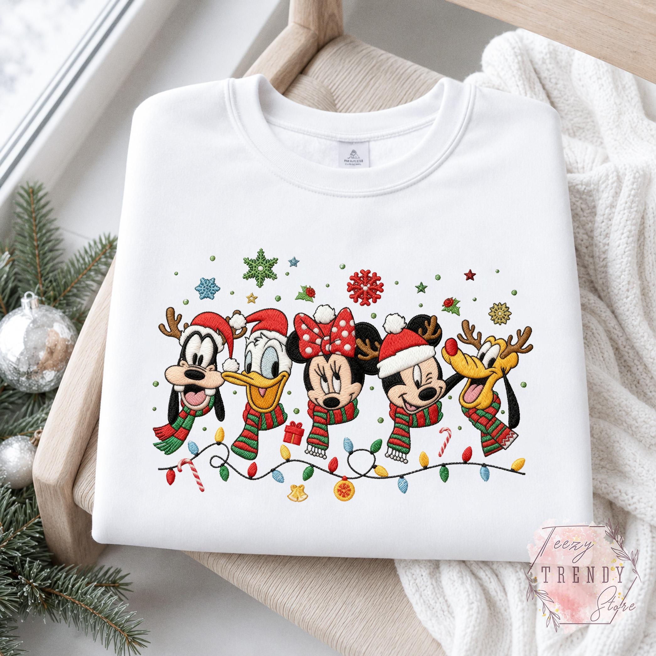Embroidered Mickey and Friends Christmas Sweatshirt – Disney Holiday Crewneck and Cozy Winter Sweater for Matching Family Xmas Trip - photo 6