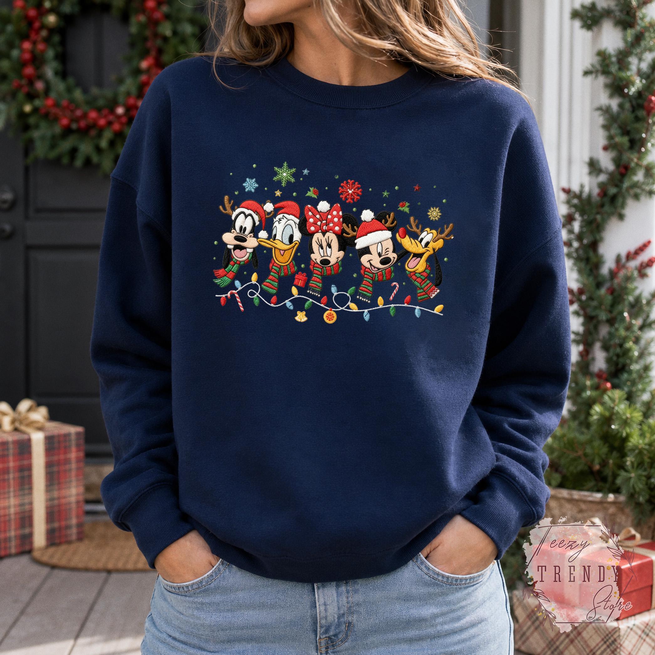 Embroidered Mickey and Friends Christmas Sweatshirt – Disney Holiday Crewneck and Cozy Winter Sweater for Matching Family Xmas Trip - photo 7