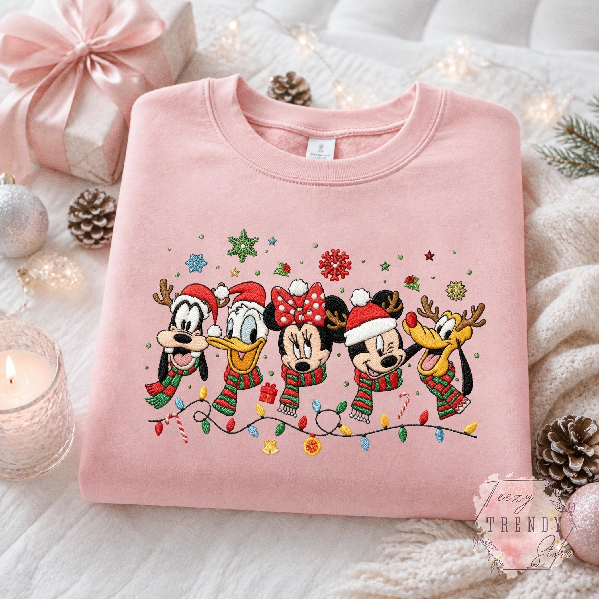 Embroidered Mickey and Friends Christmas Sweatshirt – Disney Holiday Crewneck and Cozy Winter Sweater for Matching Family Xmas Trip - photo 8