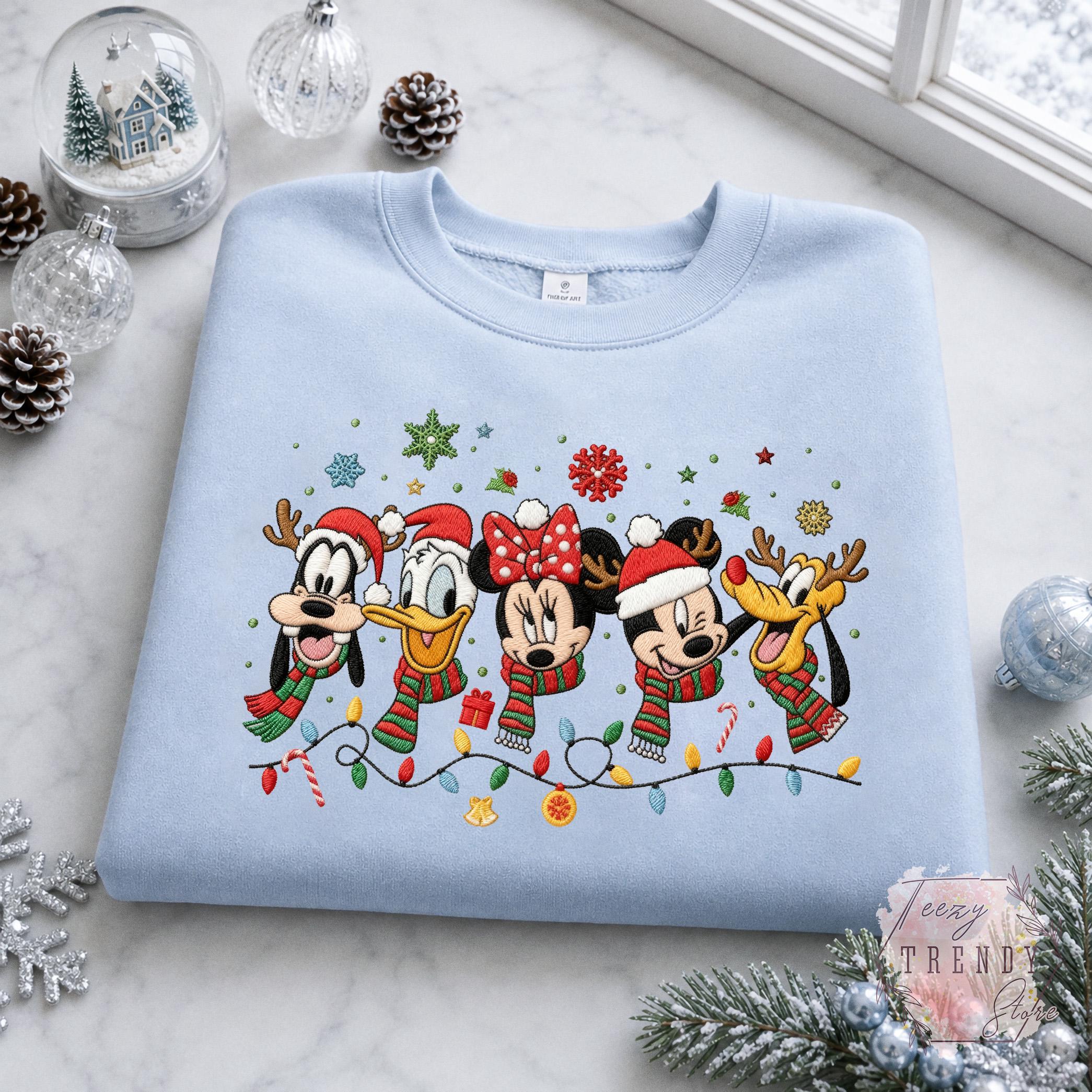 Embroidered Mickey and Friends Christmas Sweatshirt – Disney Holiday Crewneck and Cozy Winter Sweater for Matching Family Xmas Trip - photo 9