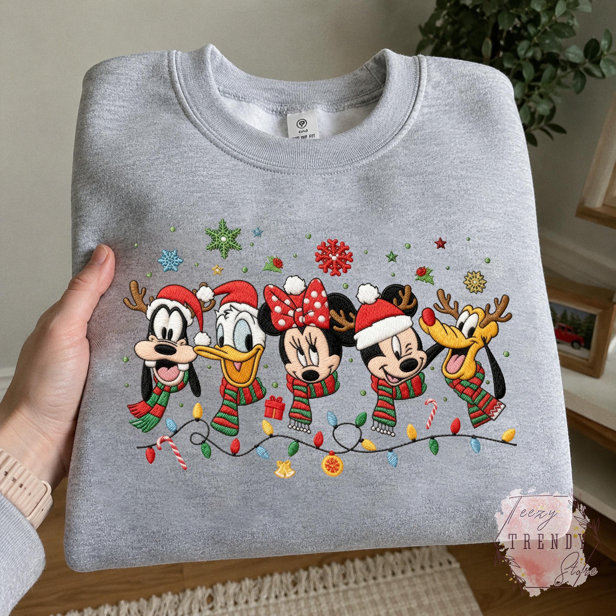 Embroidered Mickey and Friends Christmas Sweatshirt – Disney Holiday Crewneck and Cozy Winter Sweater for Matching Family Xmas Trip - photo 10