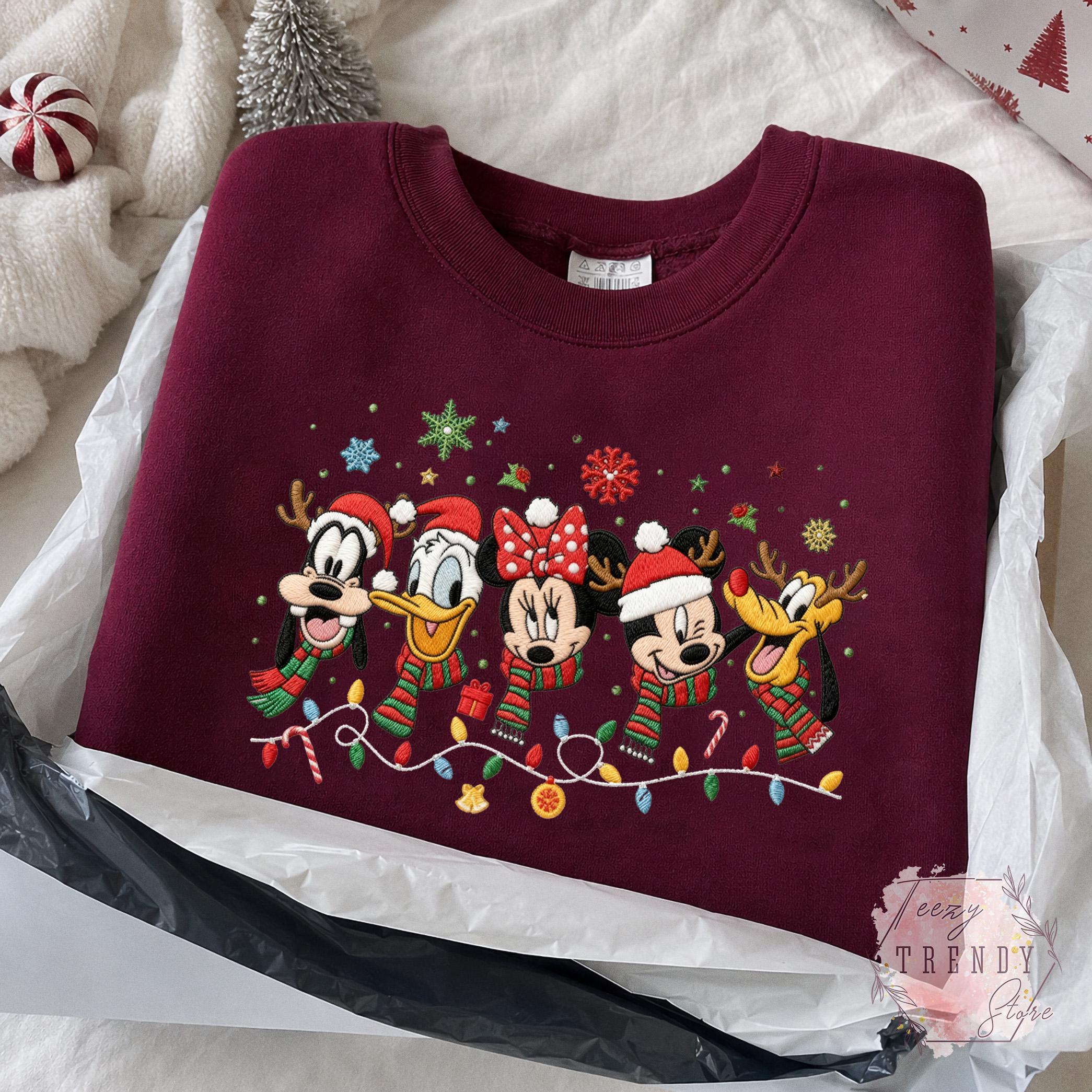 Embroidered Mickey and Friends Christmas Sweatshirt – Disney Holiday Crewneck and Cozy Winter Sweater for Matching Family Xmas Trip - photo 11