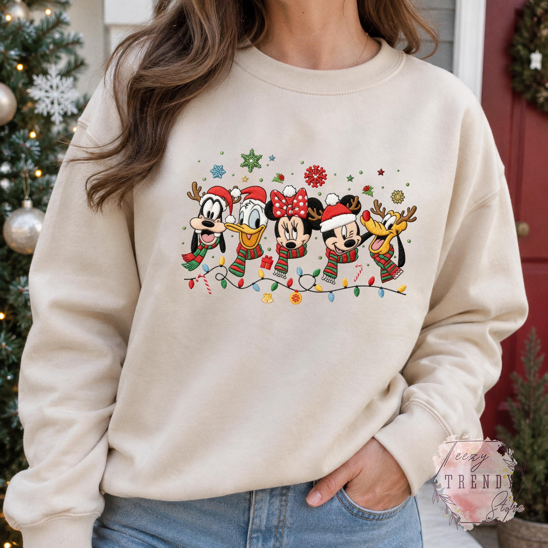 Embroidered Mickey and Friends Christmas Sweatshirt – Disney Holiday Crewneck and Cozy Winter Sweater for Matching Family Xmas Trip - photo 12