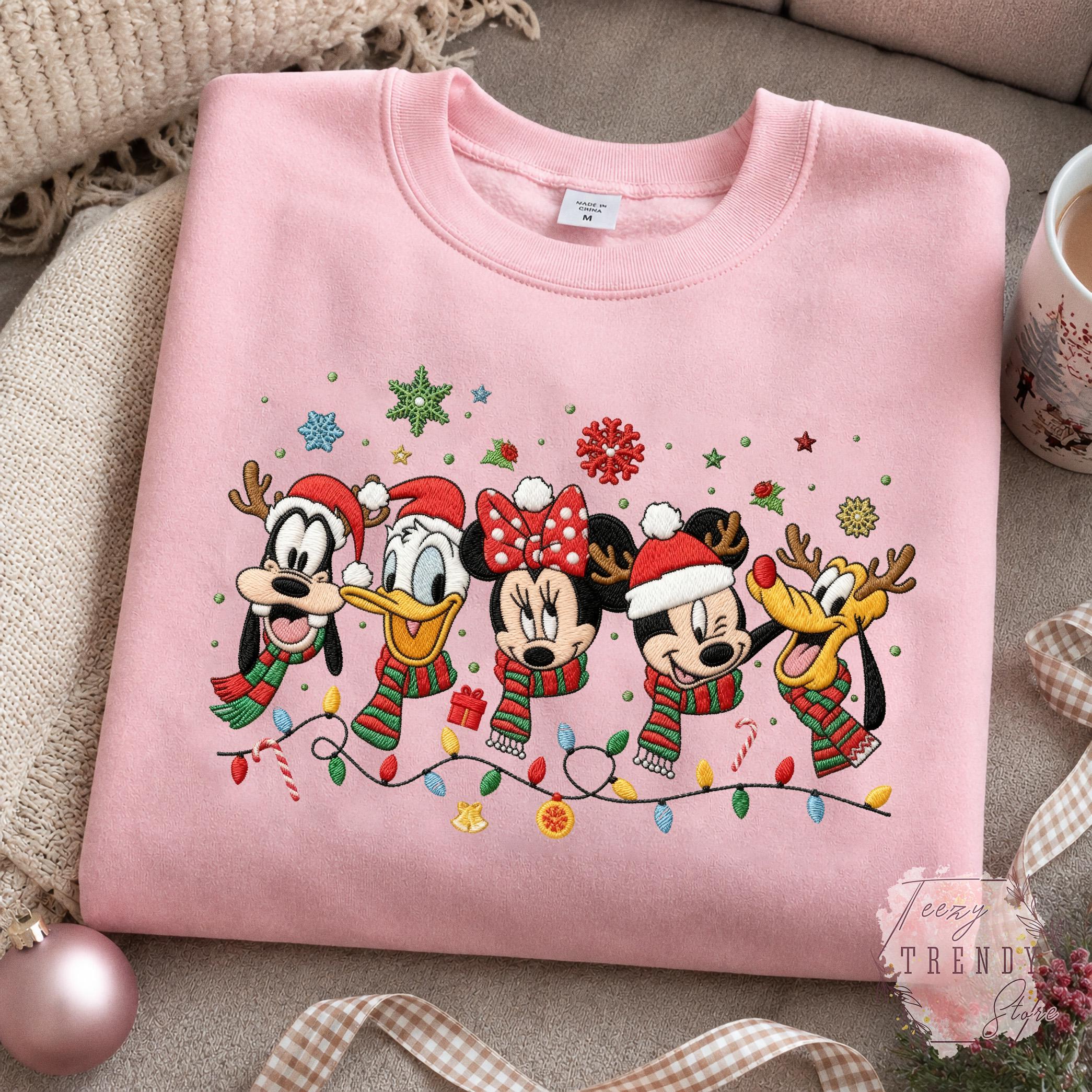 Embroidered Mickey and Friends Christmas Sweatshirt – Disney Holiday Crewneck and Cozy Winter Sweater for Matching Family Xmas Trip - photo 13