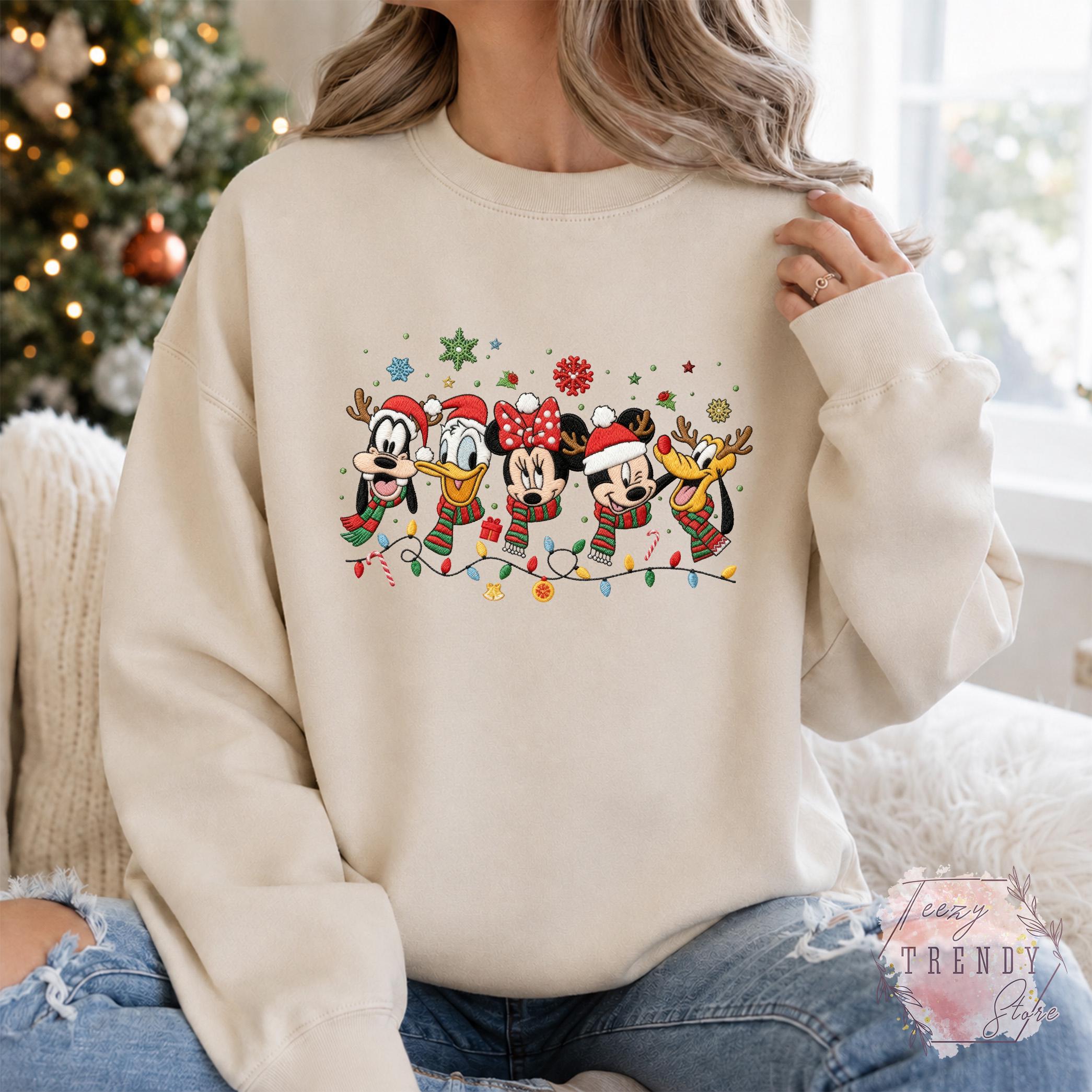 Embroidered Mickey and Friends Christmas Sweatshirt – Disney Holiday Crewneck and Cozy Winter Sweater for Matching Family Xmas Trip - photo 14