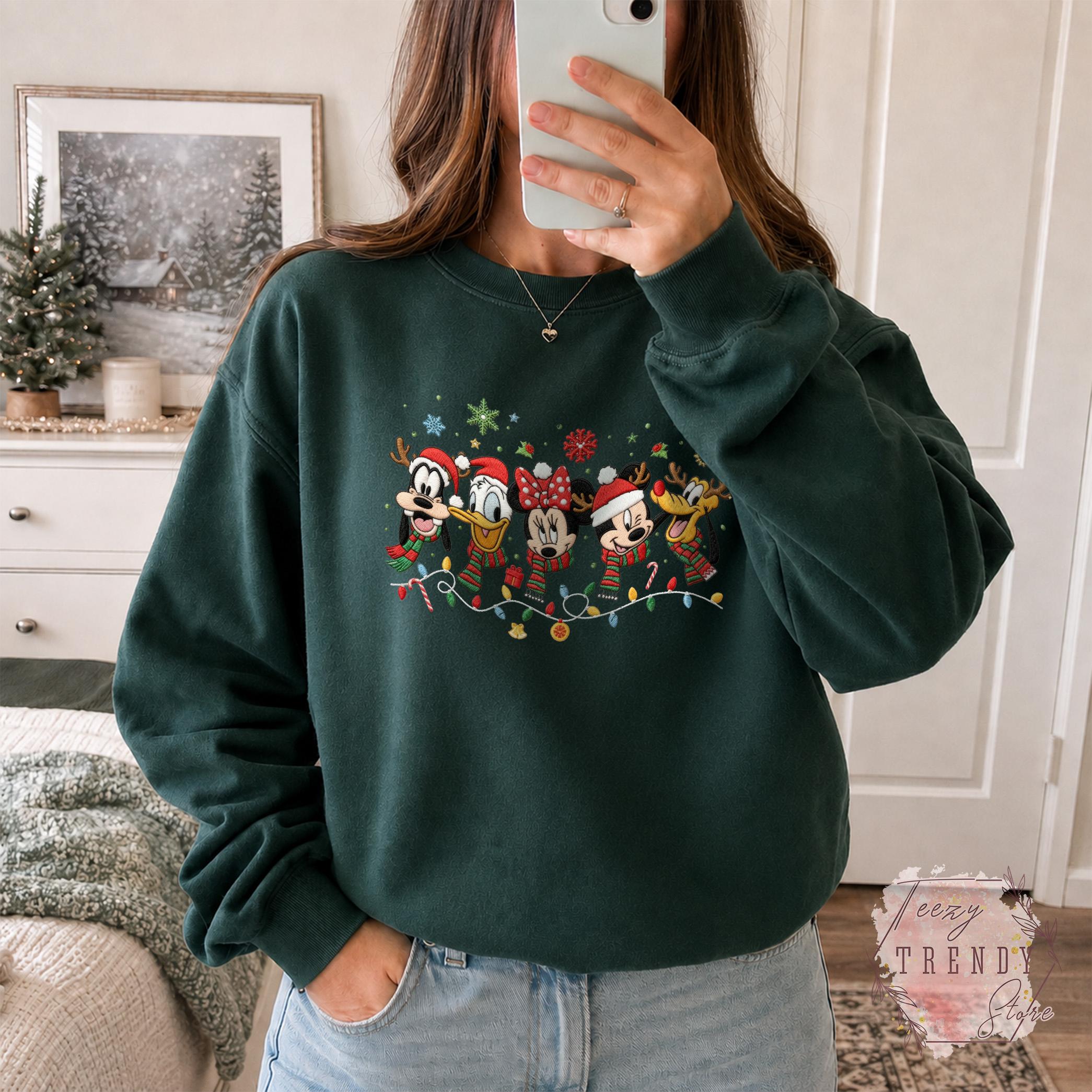 Embroidered Mickey and Friends Christmas Sweatshirt – Disney Holiday Crewneck and Cozy Winter Sweater for Matching Family Xmas Trip - photo 15