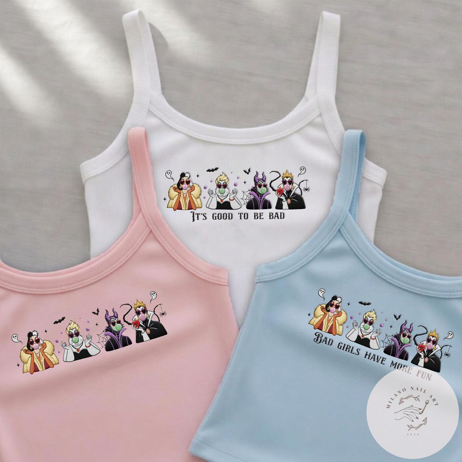 Embroidered Disney Villains Sweatshirt and T-Shirt With Ursula Evil Queen Cruella – 90s Disney Halloween Baby Tee Lace Trim Tank - photo 6