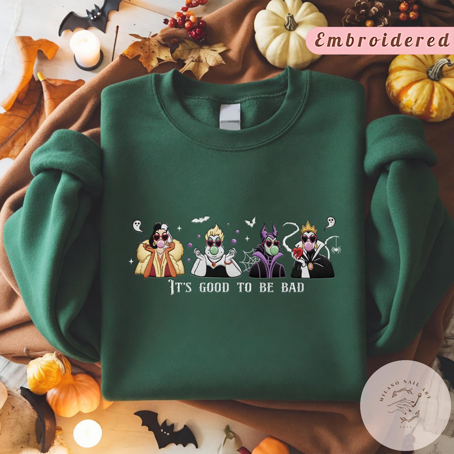 Embroidered Disney Villains Sweatshirt and T-Shirt With Ursula Evil Queen Cruella – 90s Disney Halloween Baby Tee Lace Trim Tank - photo 8