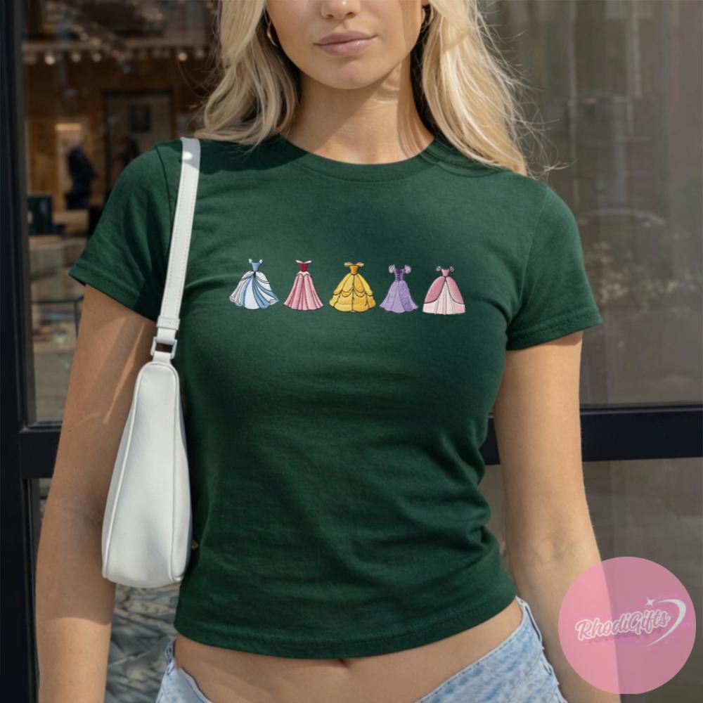 Embroidered Disney Princess Dress Lace Trim Tank Top With Cinderella Aurora Belle Rapunzel – Baby Tee Crop Tank for Disney Girls Trip Outfit - photo 3