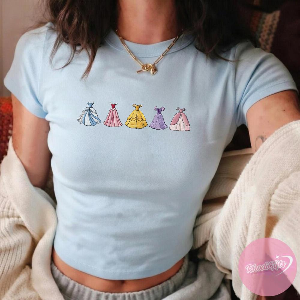 Embroidered Disney Princess Dress Lace Trim Tank Top With Cinderella Aurora Belle Rapunzel – Baby Tee Crop Tank for Disney Girls Trip Outfit - photo 6