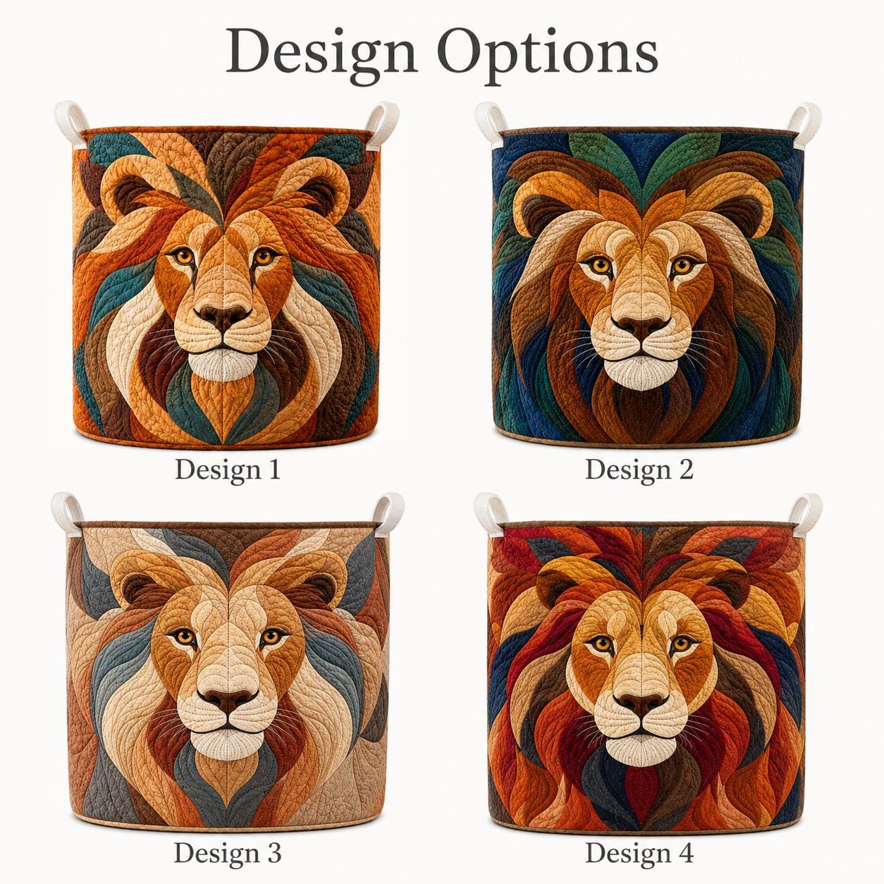 Large Quilt Style Patchwork Colorful Lion Head Laundry Basket, Storage Bin Hamper for Nursery Decor and Gift for Mom - photo 3