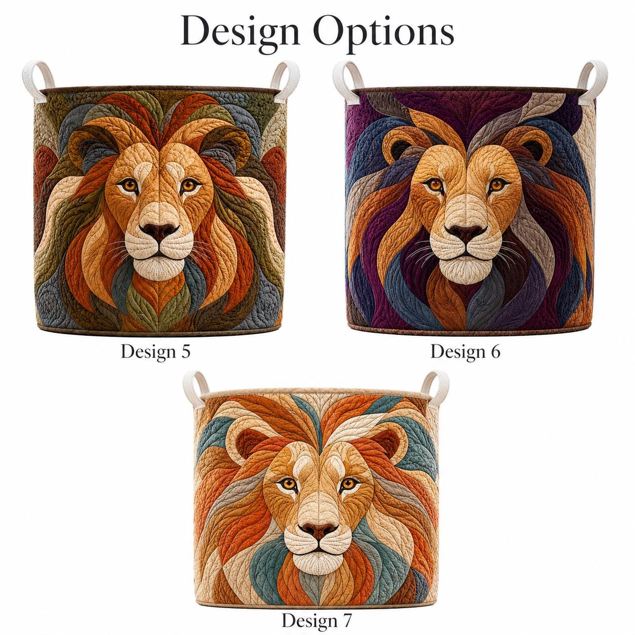 Large Quilt Style Patchwork Colorful Lion Head Laundry Basket, Storage Bin Hamper for Nursery Decor and Gift for Mom - photo 4