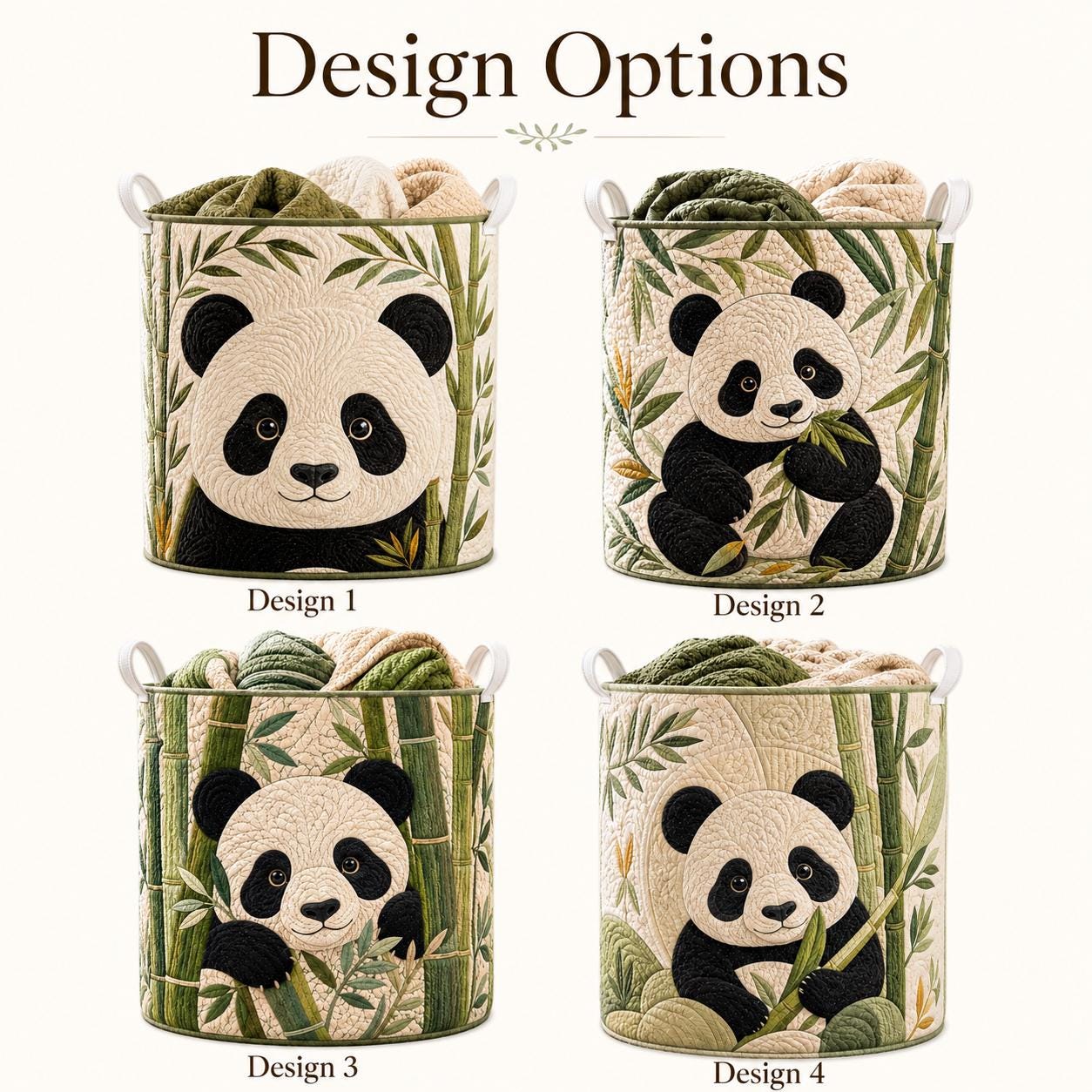 Cute Animal Quilt Style Panda Laundry Basket and Bamboo Storage Bin, Nursery Bedroom Organizer Decor - photo 4