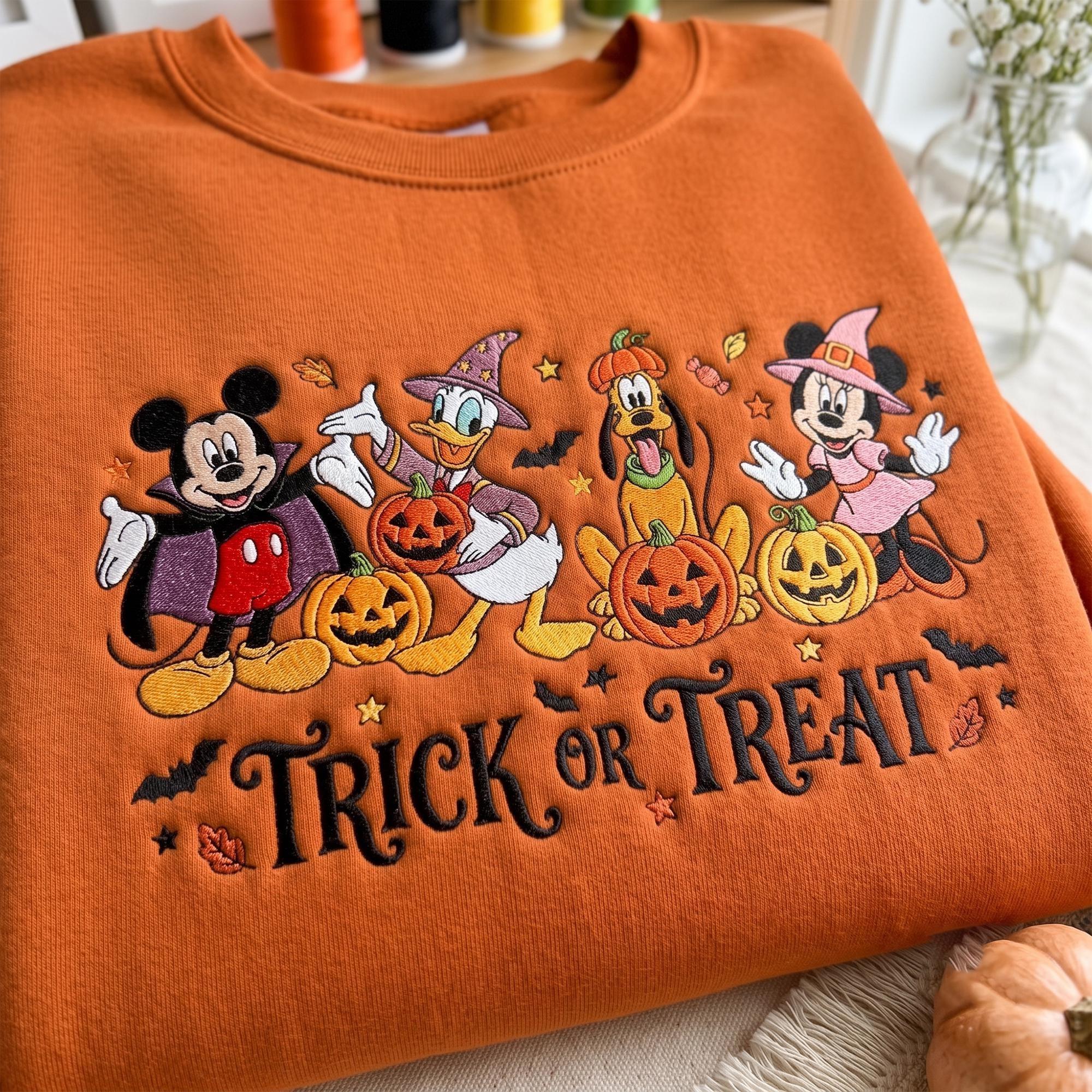 Embroidered Mickey and Friends Halloween Baby Tee Crop Tank – Magical Kingdom Trick or Treat Tank Top for WDW Disneyland Spooky Season