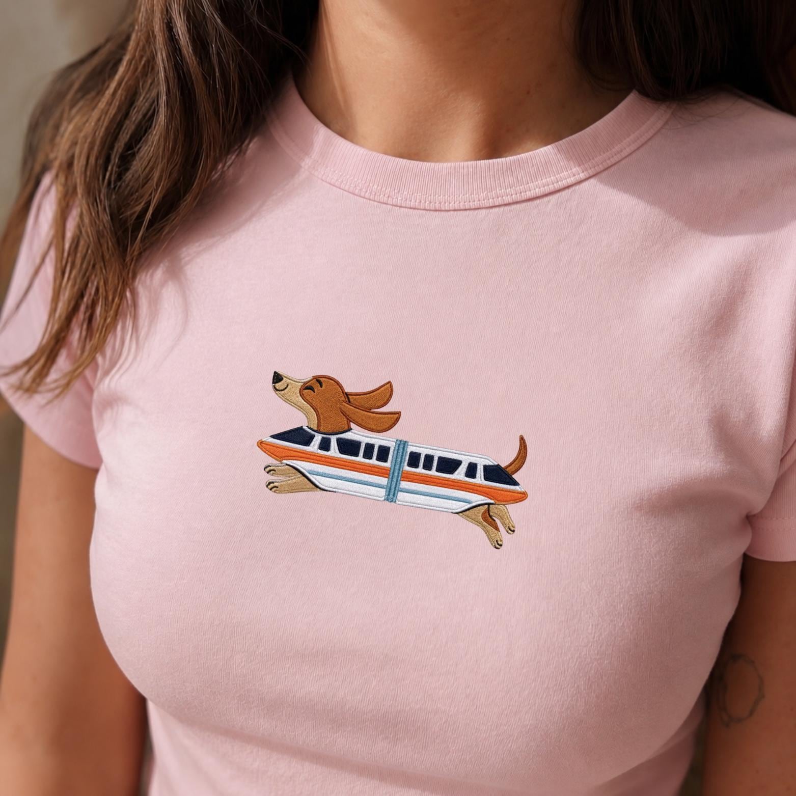 Embroidered Cute Doxie Monorail Dachshund Tank Top – Retro Theme Sausage Dog Shirt and Dachshund Lover Gift for Disney Vacation - photo 2