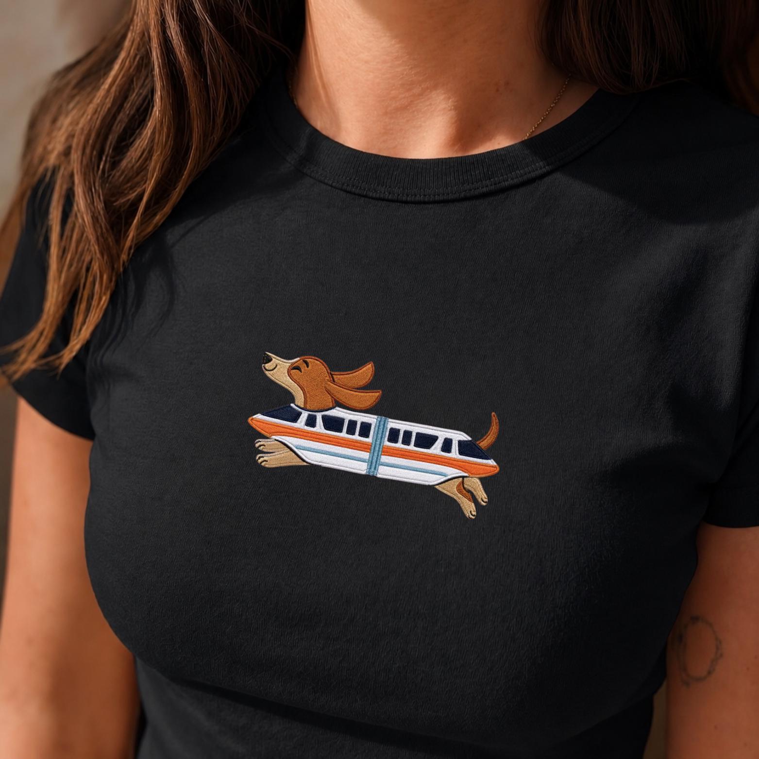 Embroidered Cute Doxie Monorail Dachshund Tank Top – Retro Theme Sausage Dog Shirt and Dachshund Lover Gift for Disney Vacation - photo 3