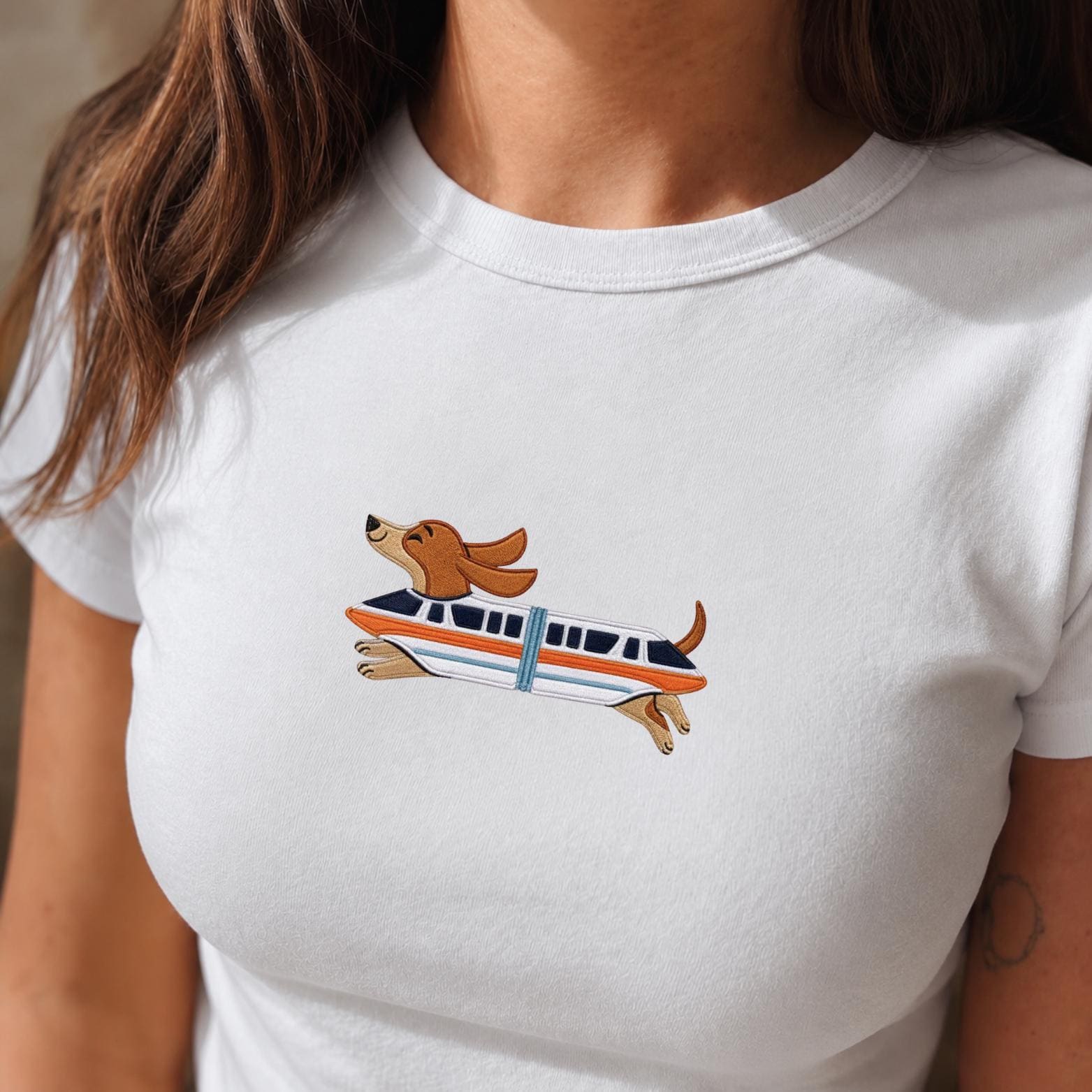 Embroidered Cute Doxie Monorail Dachshund Tank Top – Retro Theme Sausage Dog Shirt and Dachshund Lover Gift for Disney Vacation - photo 4