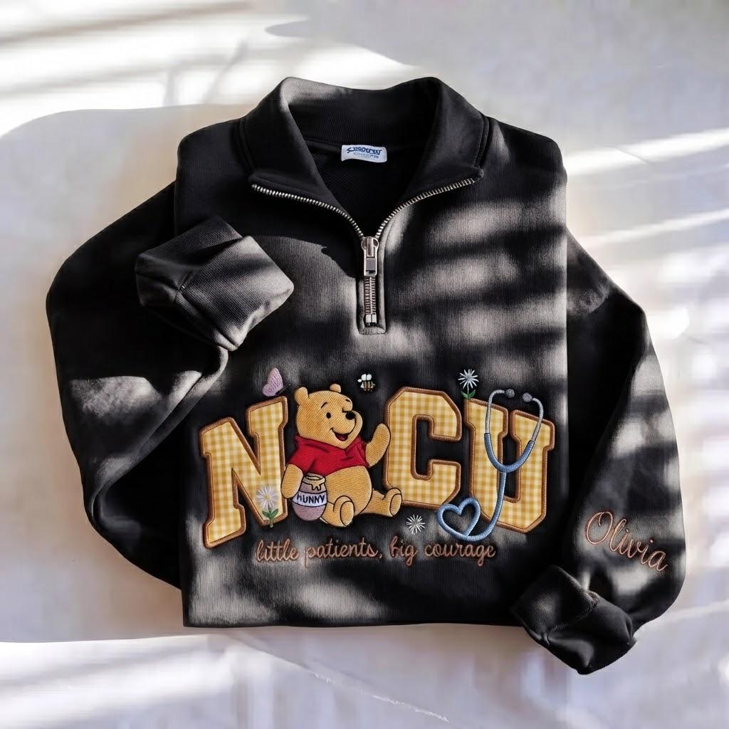 Disney NICU Embroidered Quarter Zip and Winnie Pooh Inspired Sweatshirt – Personalized Name Pullover for Little Patients Big Courage Gift - photo 6