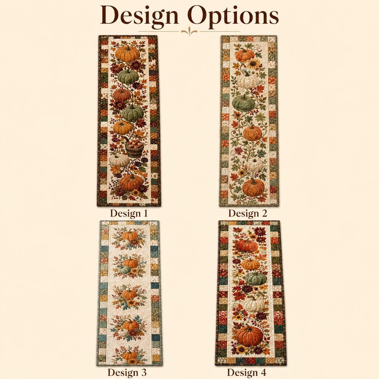Quilted Style Pumpkin Table Runner for Autumn Harvest Decor, Rustic Farmhouse Thanksgiving Gift - photo 3