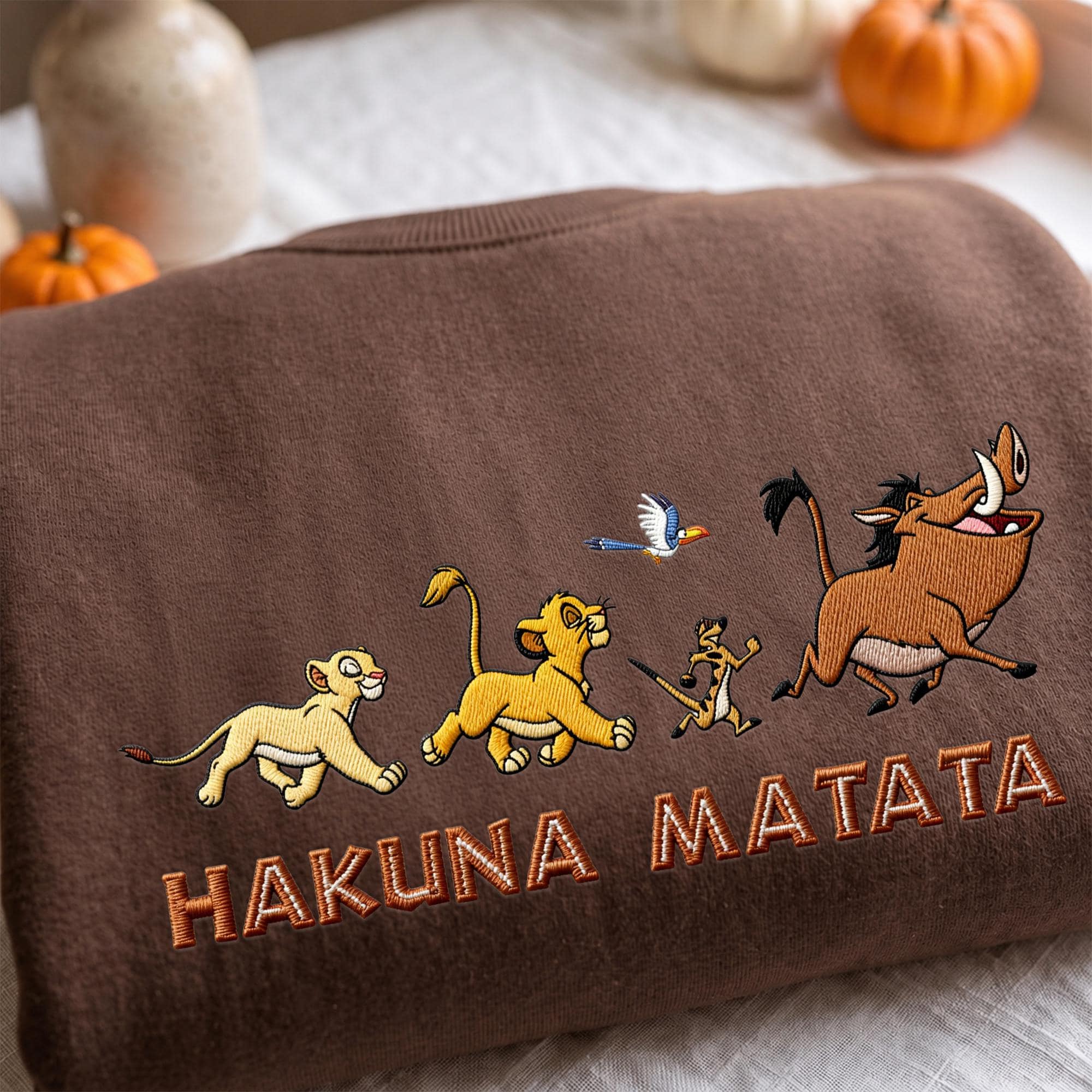 Lion King Hakuna Matata Embroidered Sweatshirt Hoodie Quarter Zip and Baby Tee – Disney Park Outfit for Animal Kingdom Gift