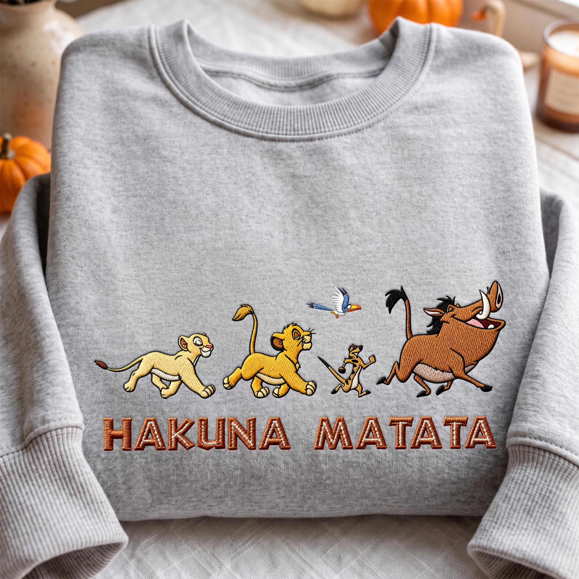 Lion King Hakuna Matata Embroidered Sweatshirt Hoodie Quarter Zip and Baby Tee – Disney Park Outfit for Animal Kingdom Gift - photo 6