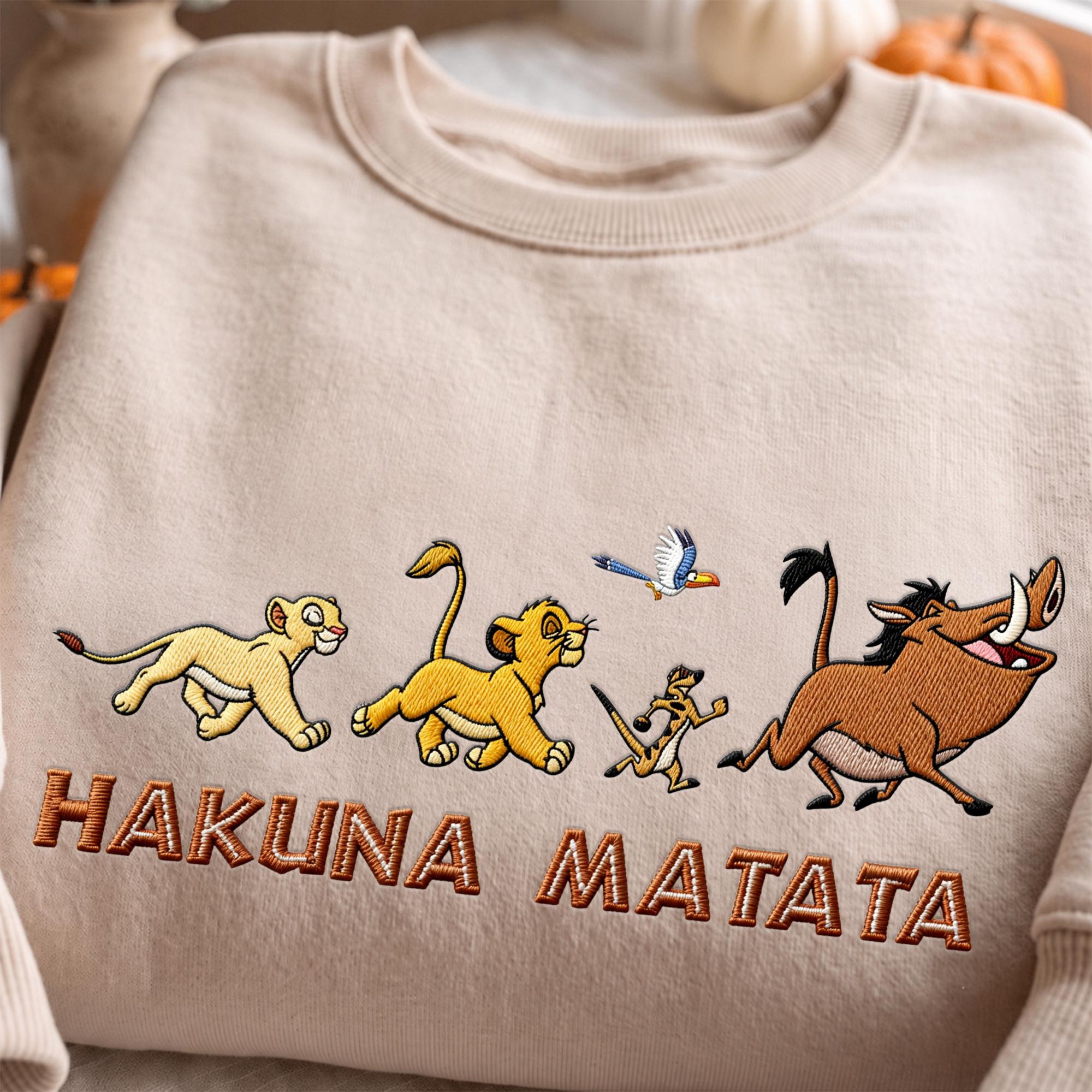 Lion King Hakuna Matata Embroidered Sweatshirt Hoodie Quarter Zip and Baby Tee – Disney Park Outfit for Animal Kingdom Gift - photo 7