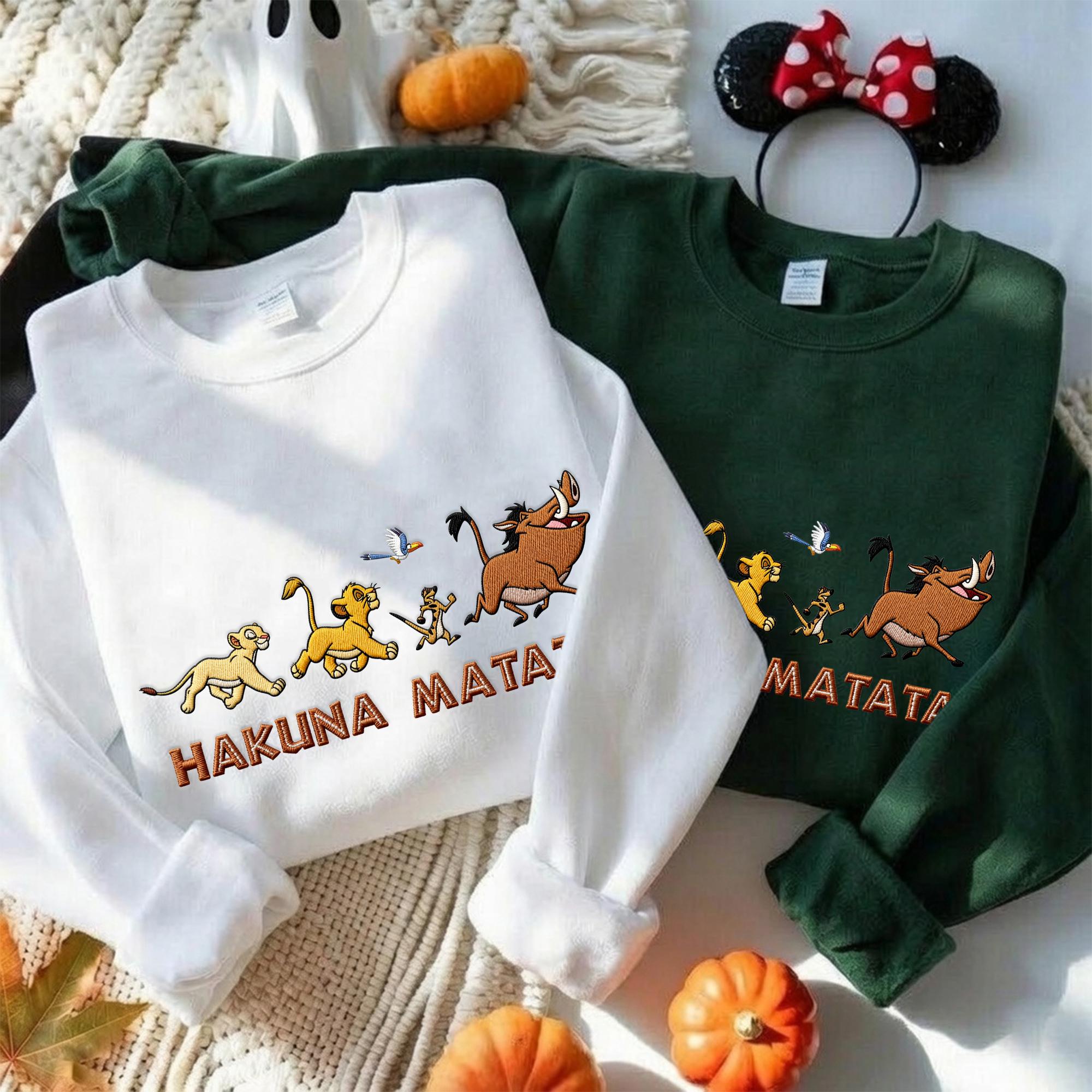 Lion King Hakuna Matata Embroidered Sweatshirt Hoodie Quarter Zip and Baby Tee – Disney Park Outfit for Animal Kingdom Gift - photo 9
