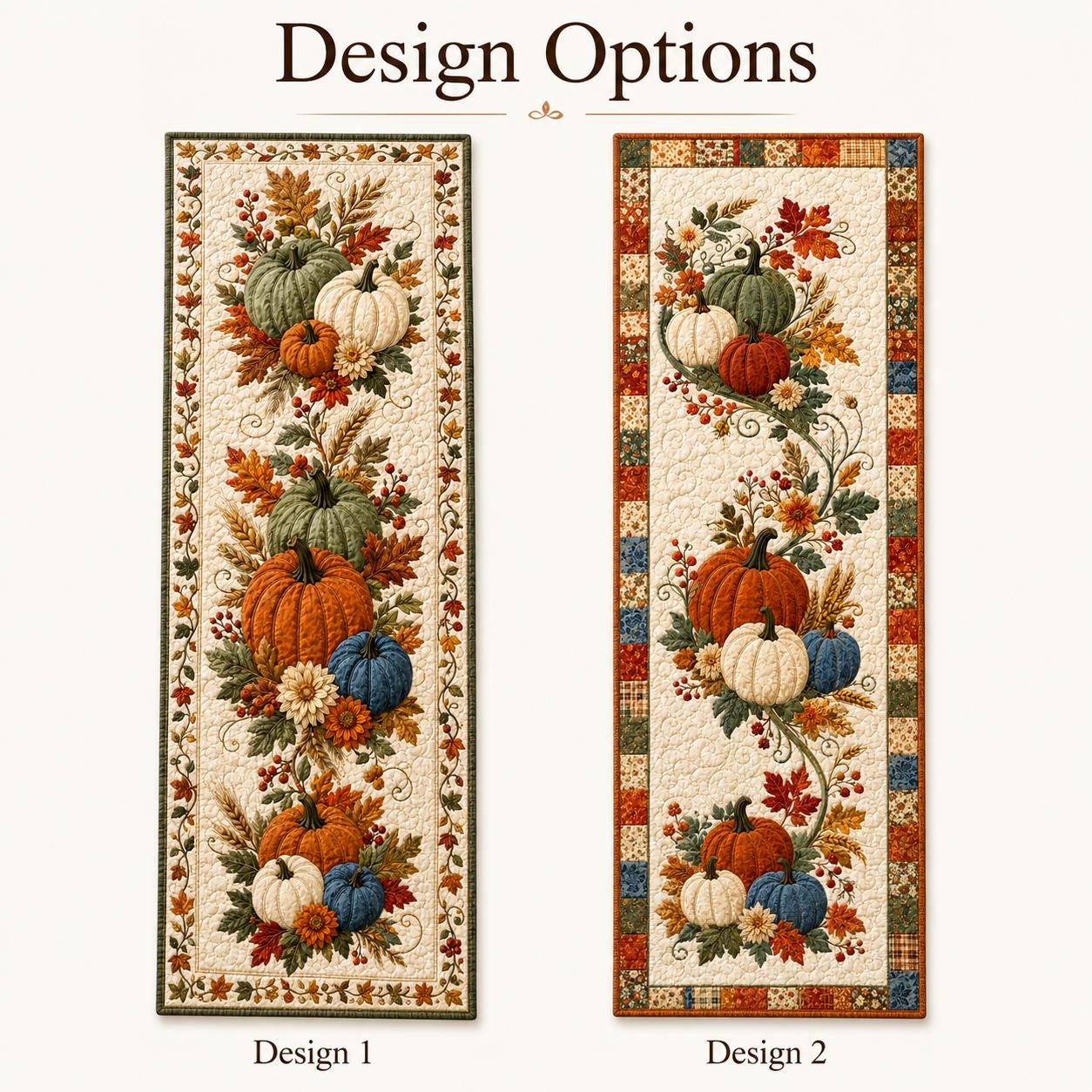 Fall Pumpkin Table Runner with Quilt Style for Autumn Harvest Thanksgiving Farmhouse Dining Centerpiece and Kitchen Decor - photo 2