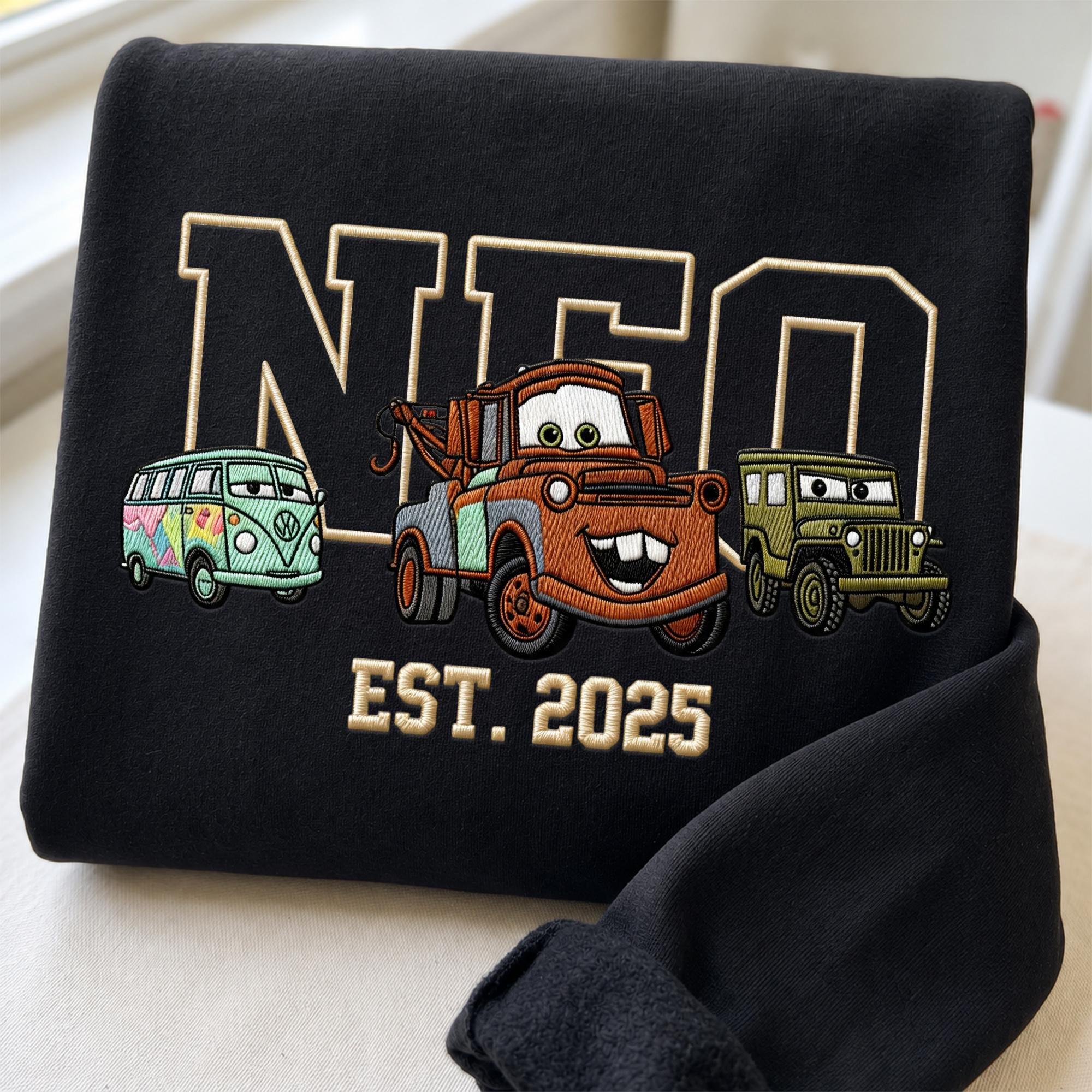 Personalized Embroidered Lightning McQueen Disney Cars Sweatshirt Hoodie and Baby Tee for a Race Car Birthday Trip - photo 10