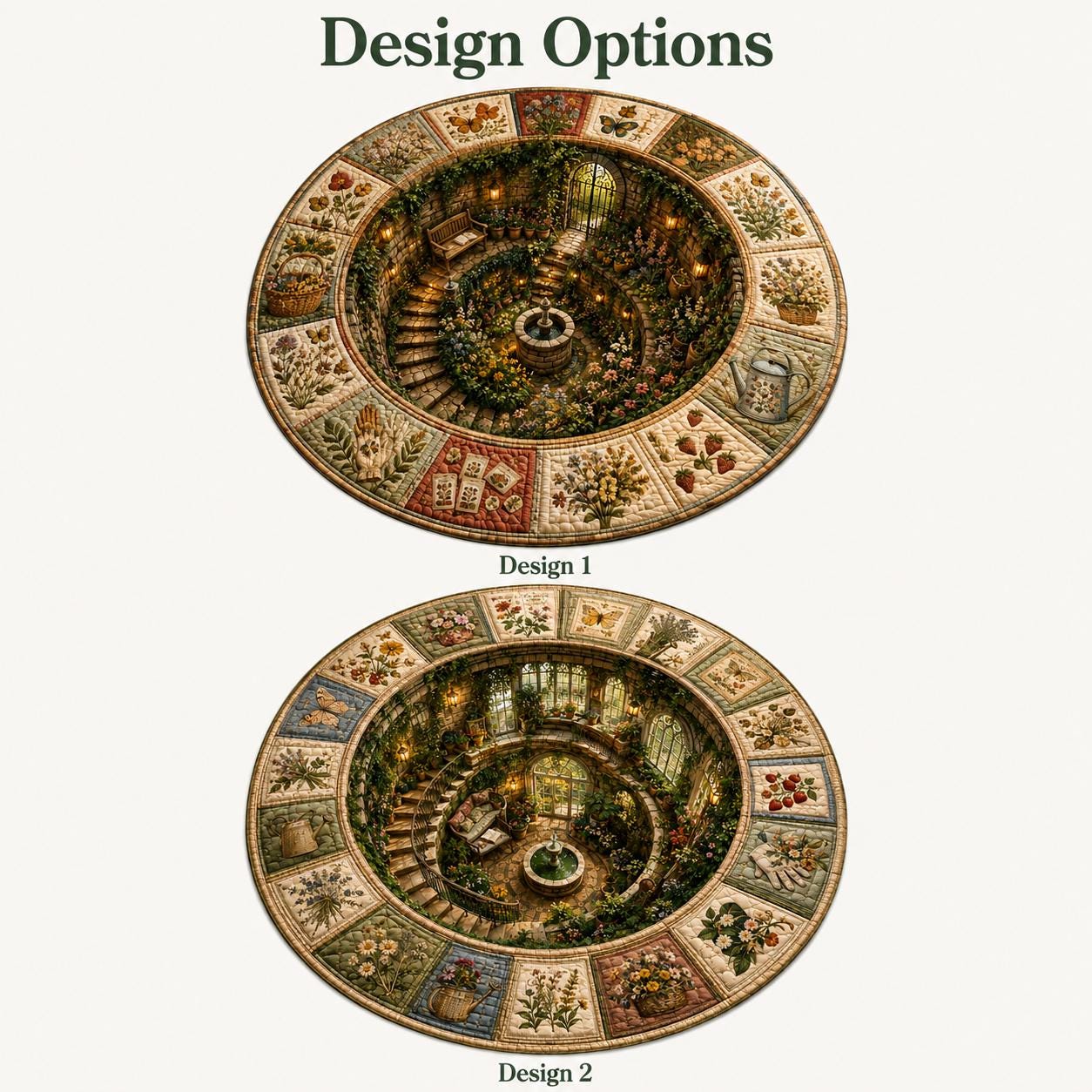 Botanical Garden Round Rug with 3D Illusion for Greenhouse Floor Mat Floral Secret Garden Cottagecore Nature Home Decor - photo 3