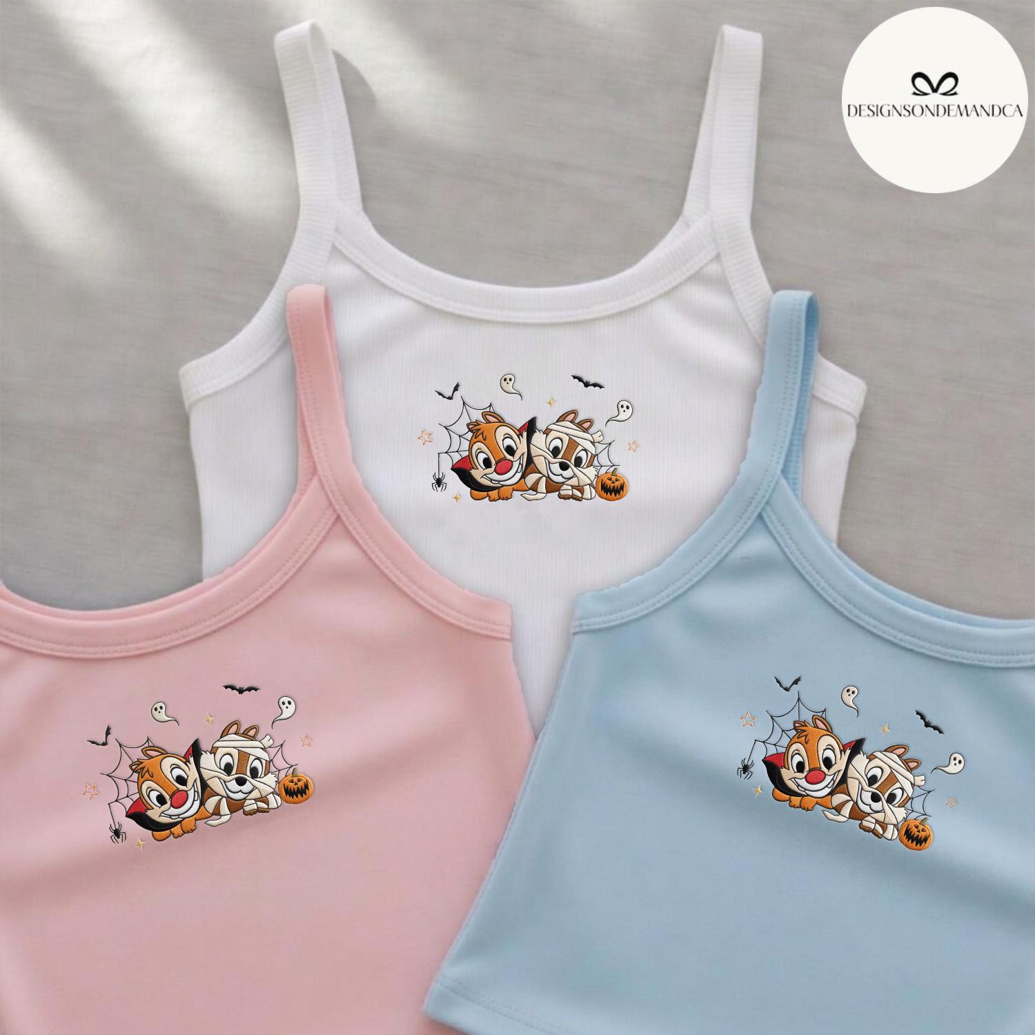 Embroidered Disney Chip and Dale Halloween Lace Trim Tank Top – Double Trouble Baby Tee Crop Tank for a Besties Outfit - photo 8