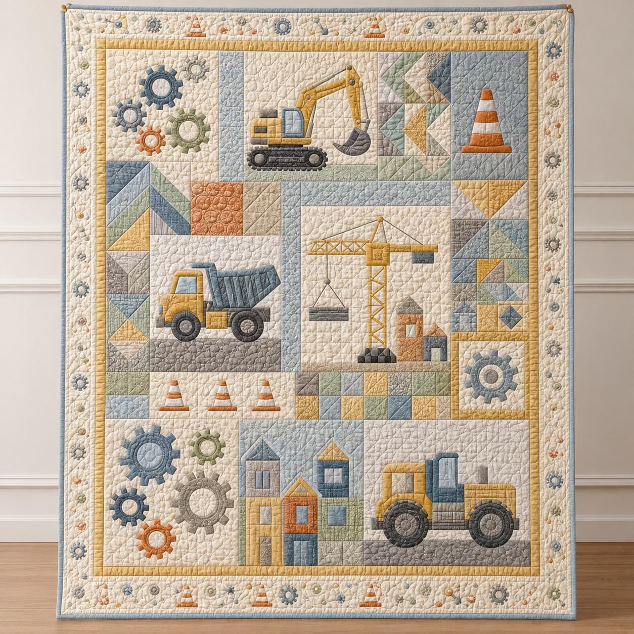Construction Truck Blanket with Quilted Style for Boys Excavator Dump Truck Kids Bedding Nursery Decor and Toddler Birthday Gift - photo 6