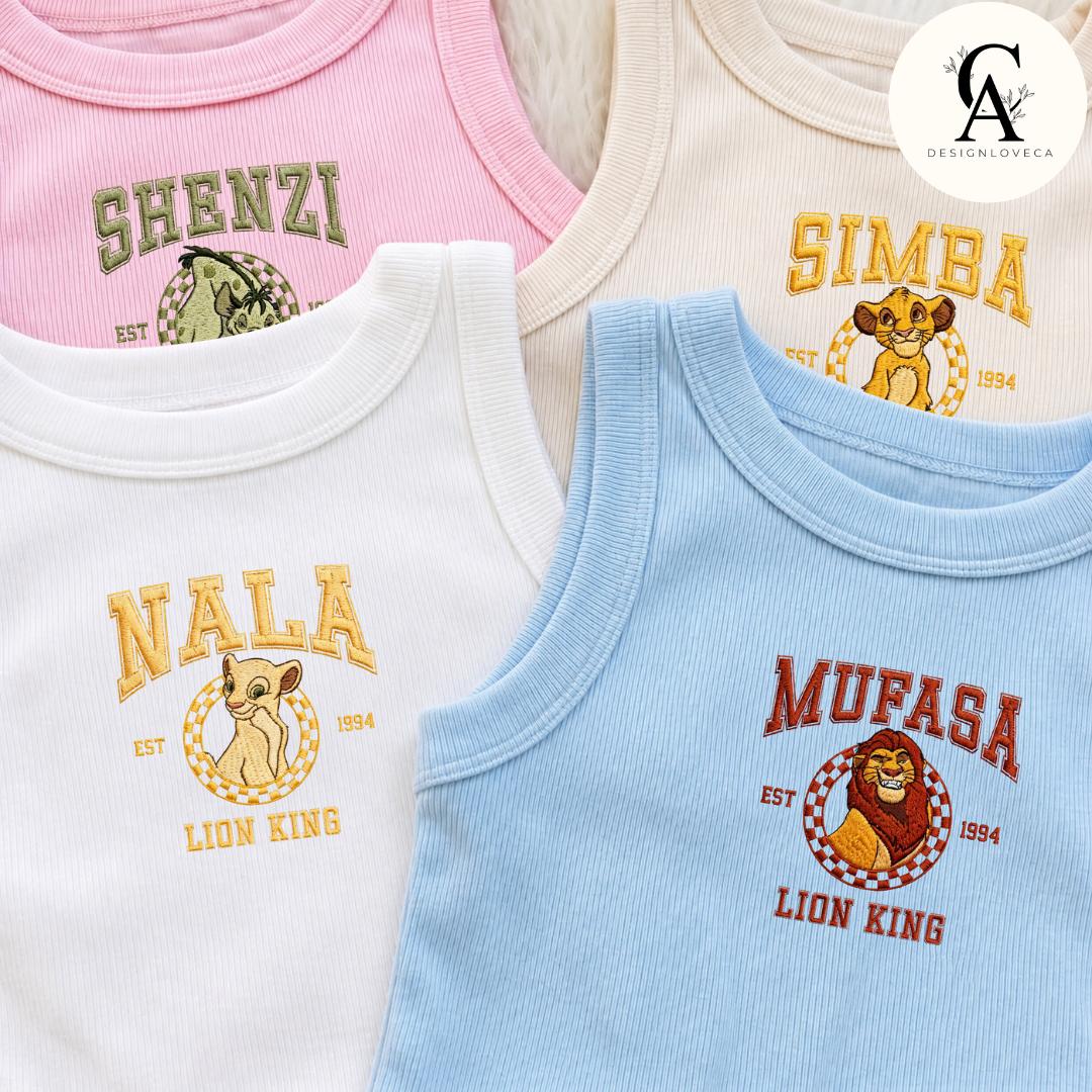 Embroidered Lion King Disney Animal Kingdom Lace Trim Tank Top with Mufasa Simba Timon Pumbaa Zazu – Safari Trip Baby Tee Crop Tank - photo 4