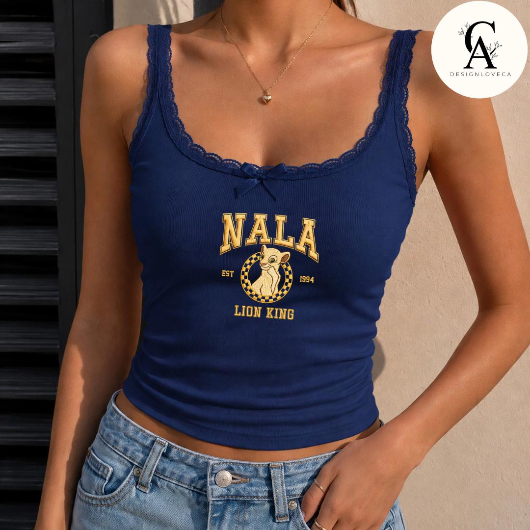 Embroidered Lion King Disney Animal Kingdom Lace Trim Tank Top with Mufasa Simba Timon Pumbaa Zazu – Safari Trip Baby Tee Crop Tank - photo 5