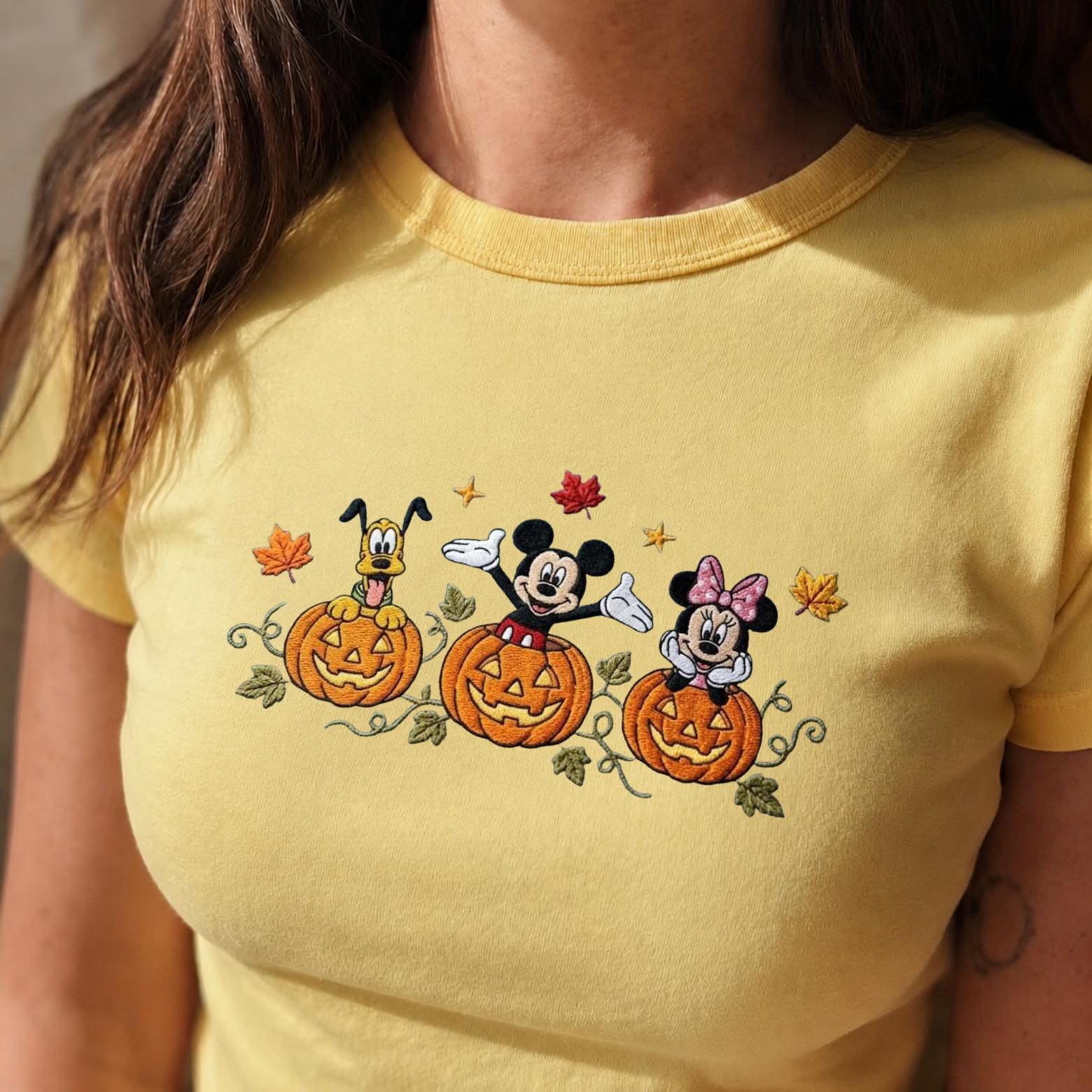 Embroidered Mickey Minnie Mouse and Pluto Pumpkin Tank Top – Magical Land Halloween Friends Shirt and Disney Vacation Tee for a Magical Park Outfit